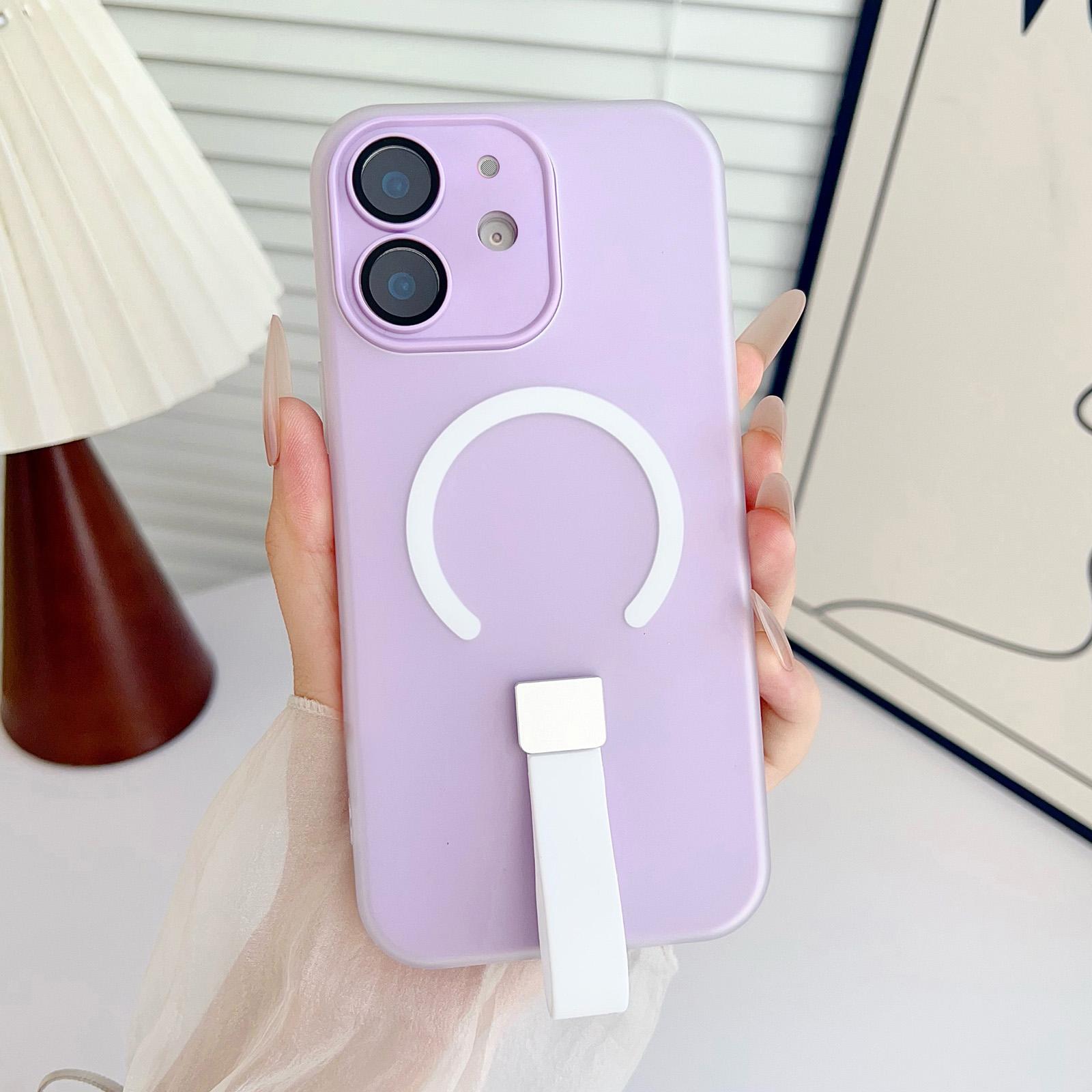 For iPhone 12 Eagle Eye Dual-layer Jelly Magnetic Phone Case with Silicone Strap & Lens Film(Purple) - Shopkiz.com