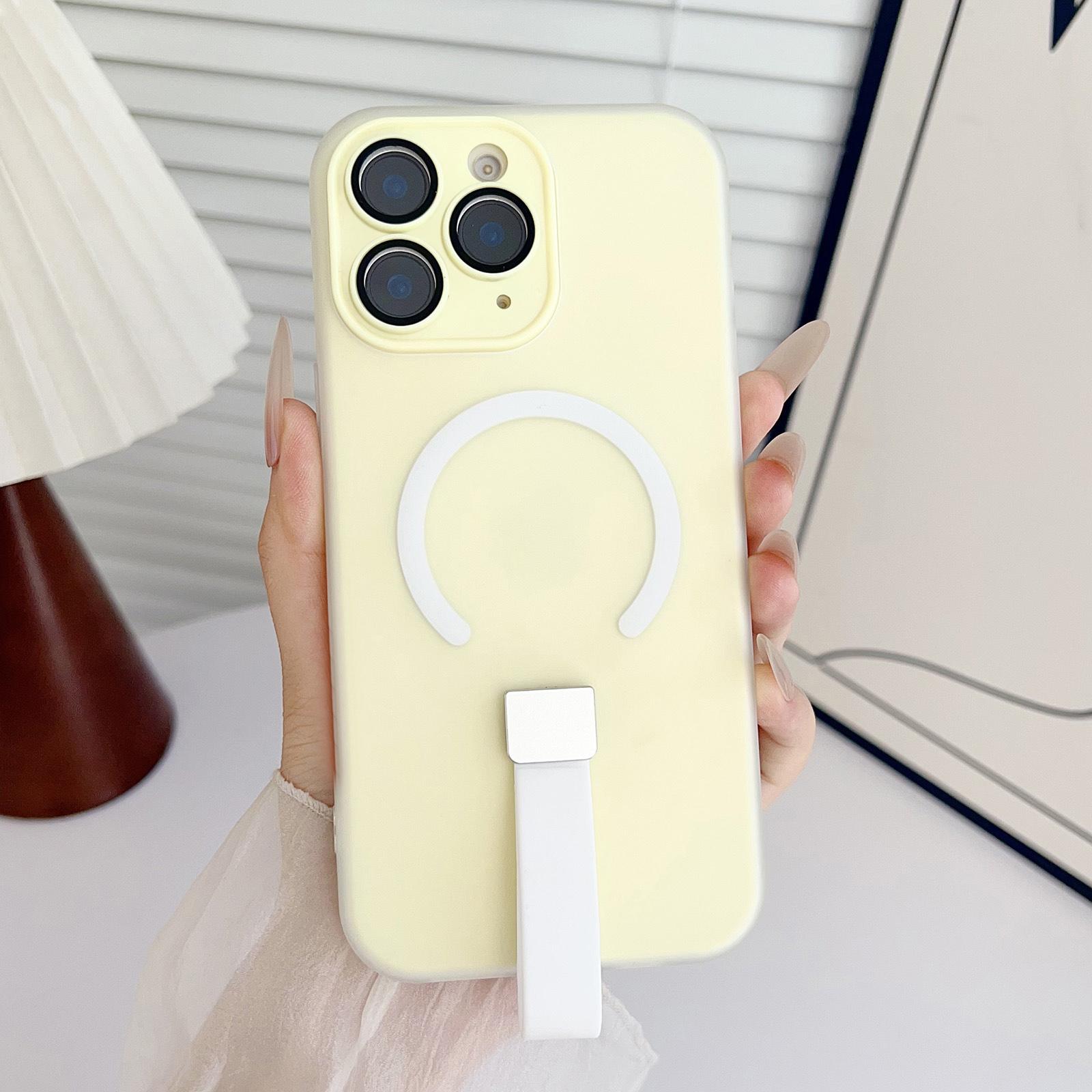 For iPhone 11 Pro Eagle Eye Dual-layer Jelly Magnetic Phone Case with Silicone Strap & Lens Film(Yellow) - Shopkiz.com