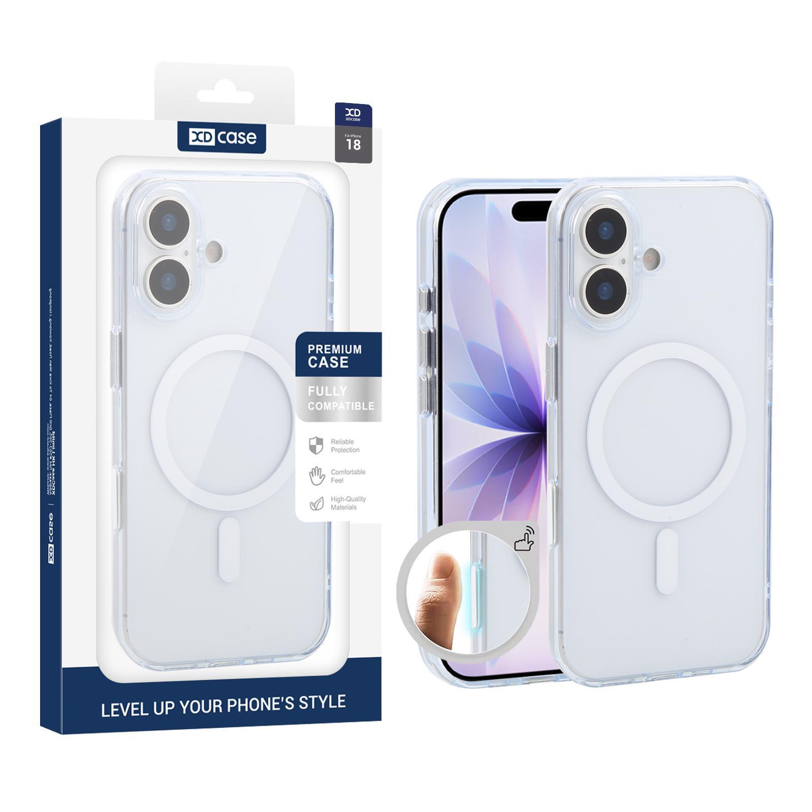 For iPhone 18 XDcase Frosted Transparent Magnetic Shockproof Phone Case(White) - Shopkiz.com
