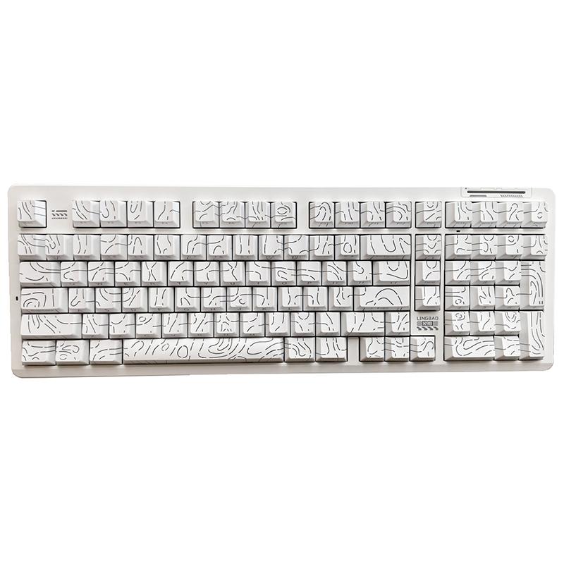 LINGBAO K98 101 Keys Triple-mode Wireless Game Keyboard, Type:White-Glazed Tile Axis - Shopkiz.com