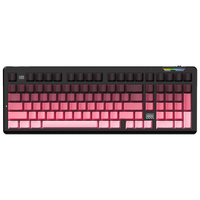 LINGBAO K98 101 Keys Triple-mode Wireless Game Keyboard, Type:Blackberry Powder-Glazed Tile Axis - Shopkiz.com