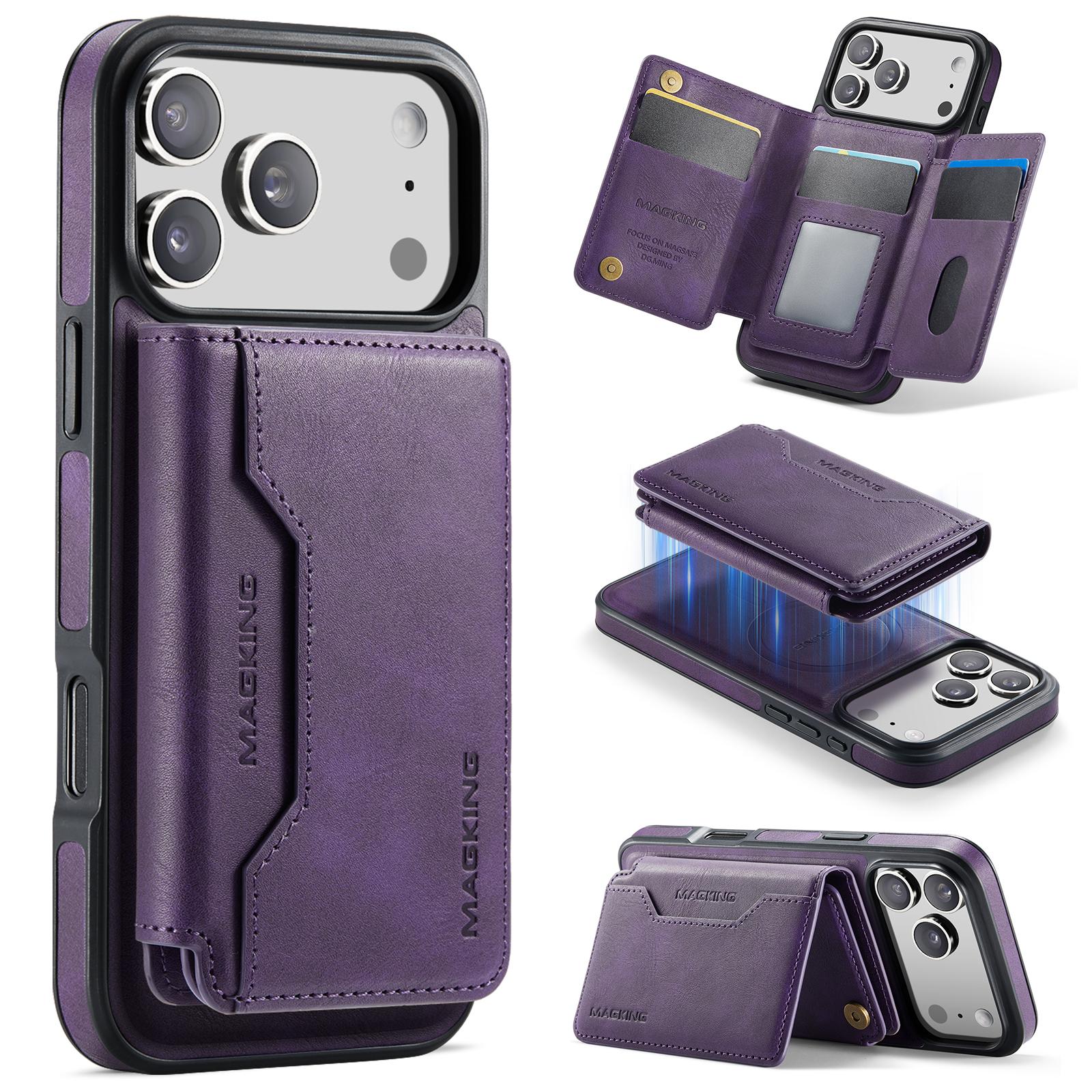 For iPhone 17 Pro Max MAGKING K3 Series MagSafe RFID K3 Pro Card Bag Detachable Phone Case(Purple) - Shopkiz.com