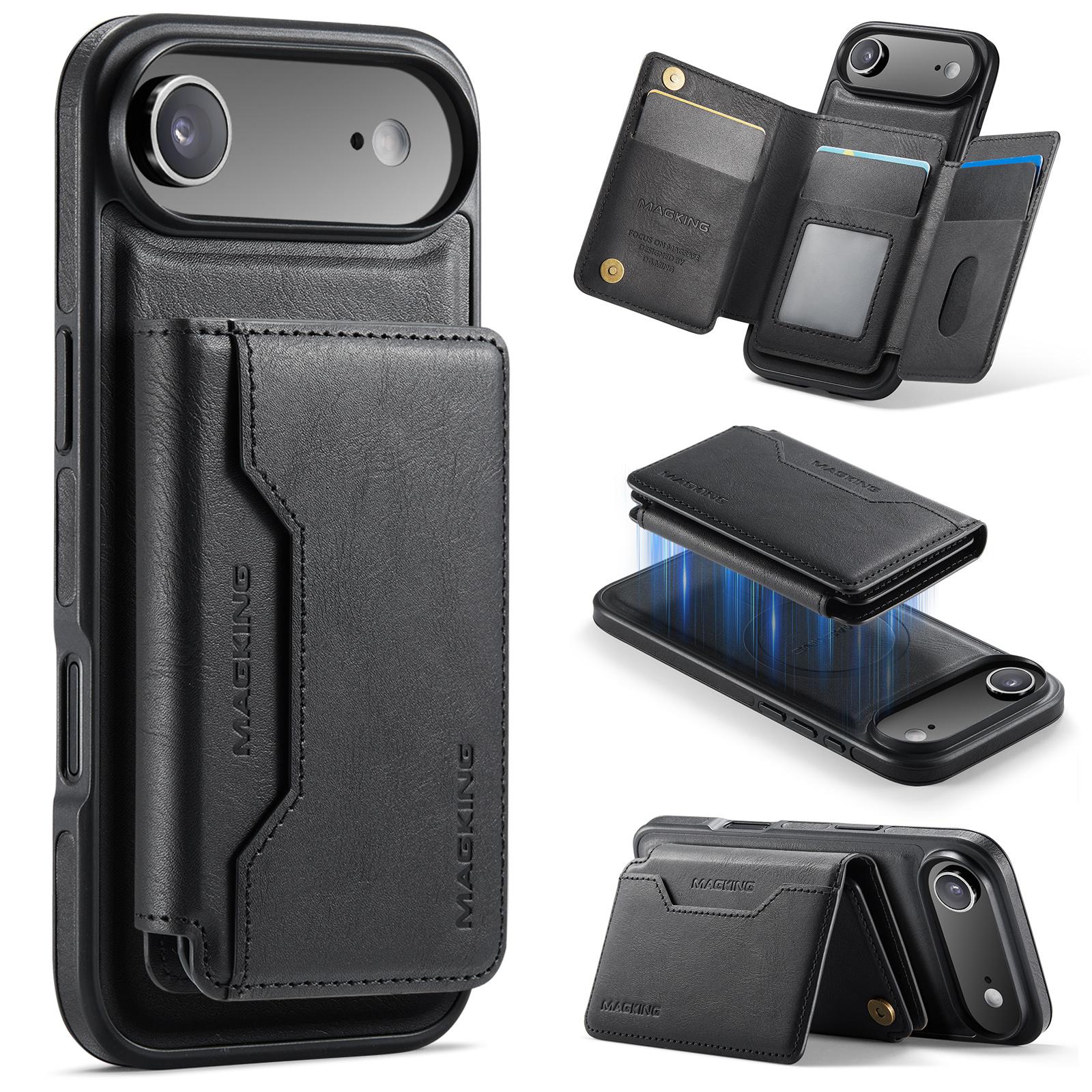 For iPhone Air MAGKING K3 Series MagSafe RFID K3 Pro Card Bag Detachable Phone Case(Black) - Shopkiz.com