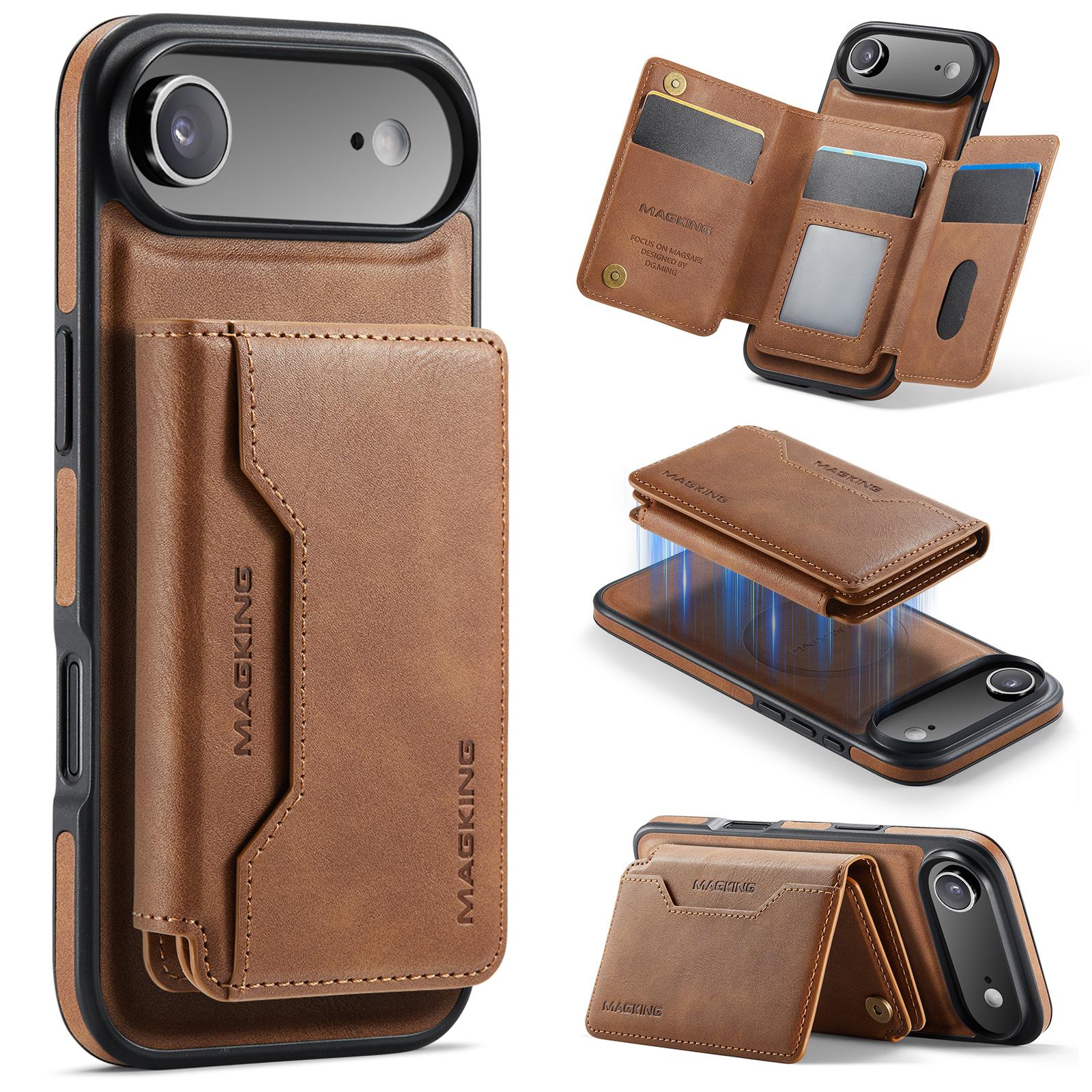 For iPhone Air MAGKING K3 Series MagSafe RFID K3 Pro Card Bag Detachable Phone Case(Brown) - Shopkiz.com