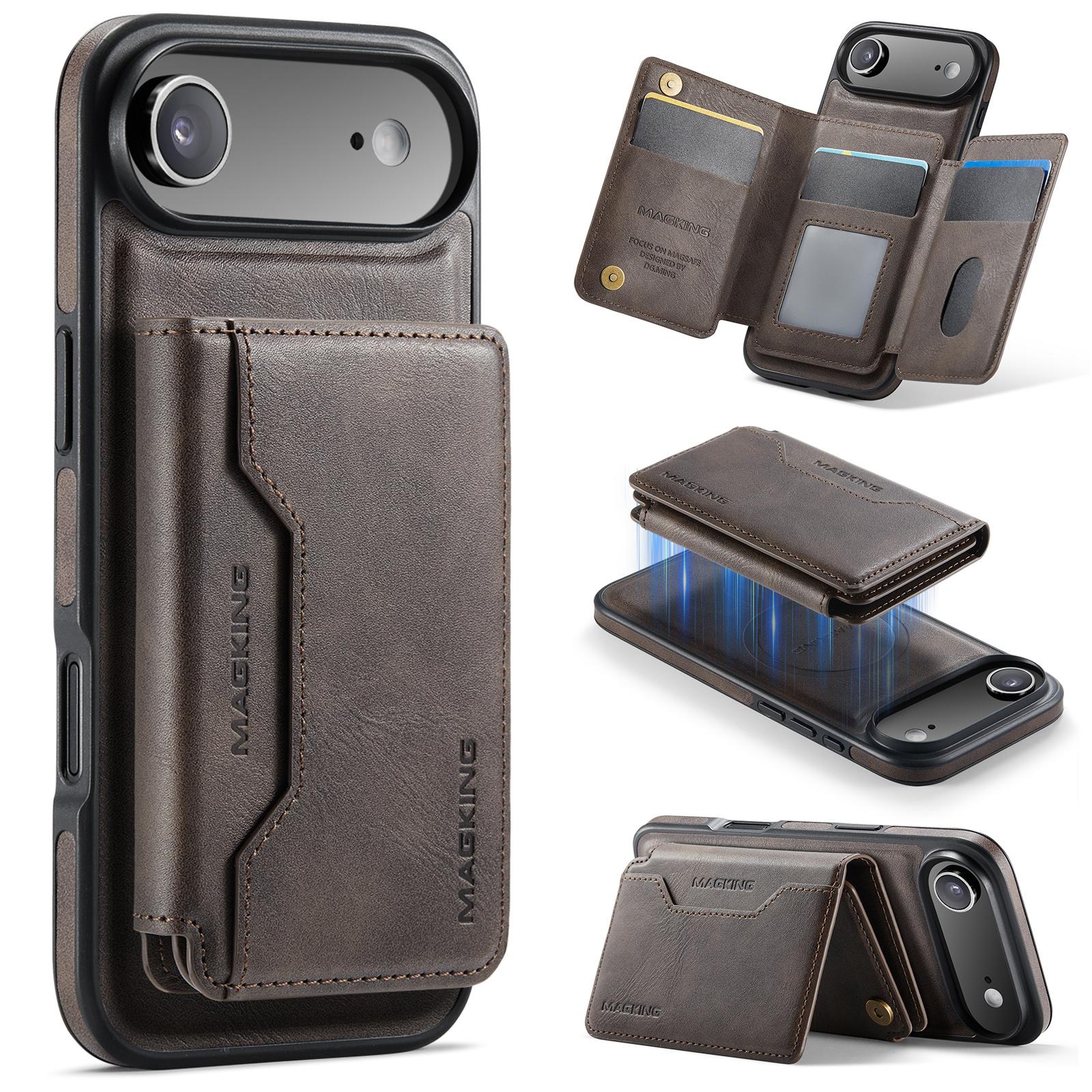 For iPhone Air MAGKING K3 Series MagSafe RFID K3 Pro Card Bag Detachable Phone Case(Coffee) - Shopkiz.com