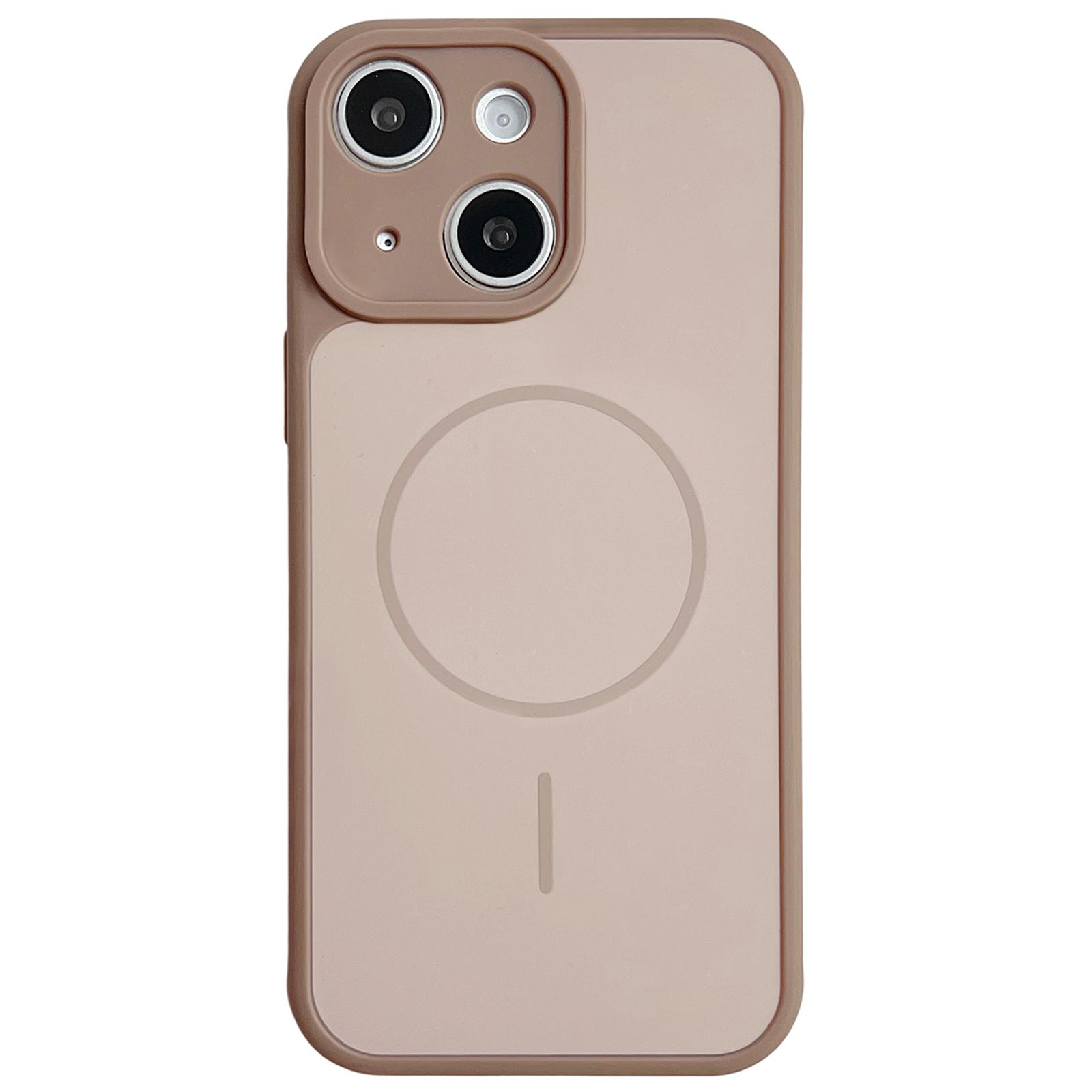 For iPhone 14 Skin Feel Color Blocking Cooling Magnetic Phone Case(Rose Pink) - Shopkiz.com