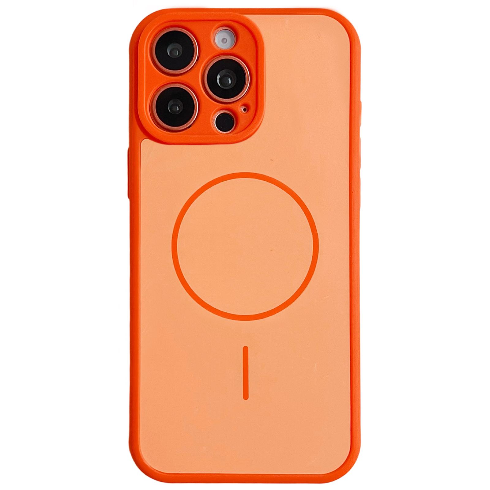 For iPhone 14 Pro Max Skin Feel Color Blocking Cooling Magnetic Phone Case(Orange) - Shopkiz.com