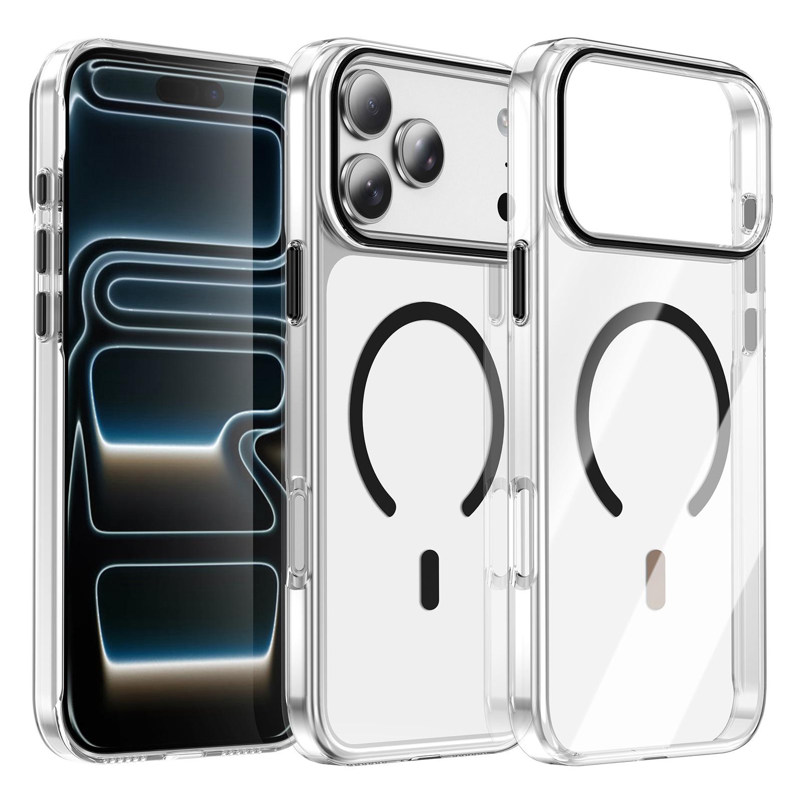 For iPhone 17 Pro Max Kemeng Clear PC Magnetic Phone Case(Black) - Shopkiz.com