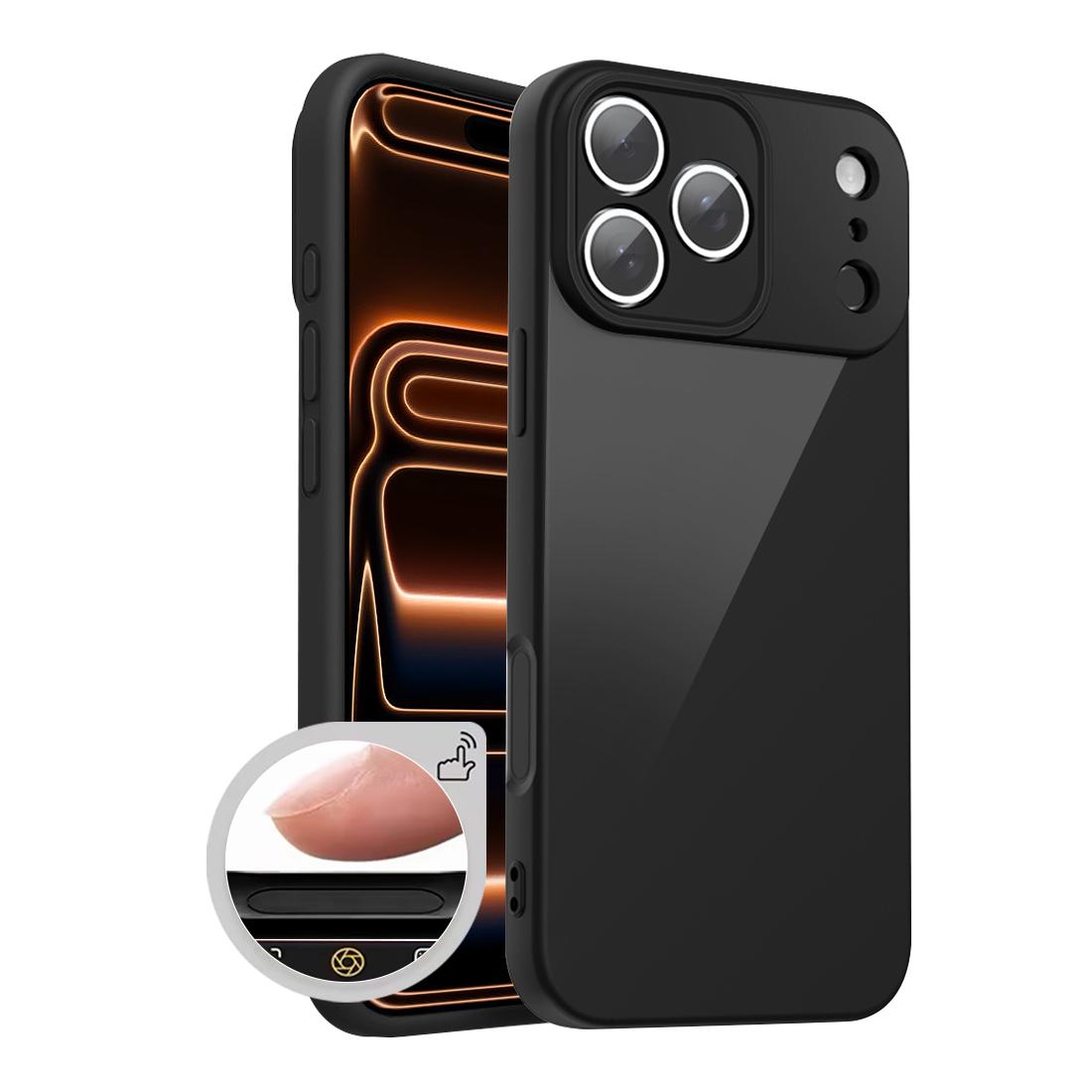 For iPhone 17 Pro Max XDcase AI Button Integrated Full Coverage Imitation Silicone Phone Case(Black) - Shopkiz.com
