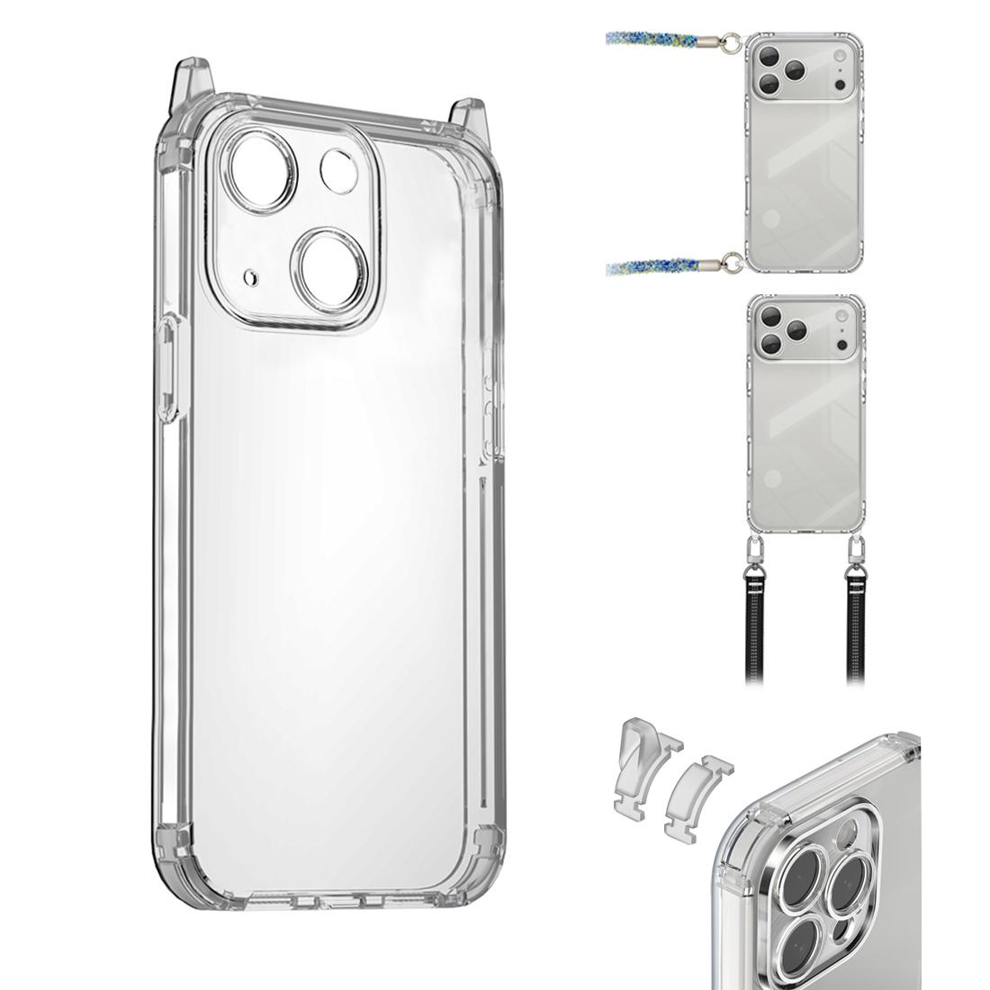 For iPhone 14 XDcase Candy DIY Detachable Lanyard Hole Shockproof Phone Case(Transparent) - Shopkiz.com
