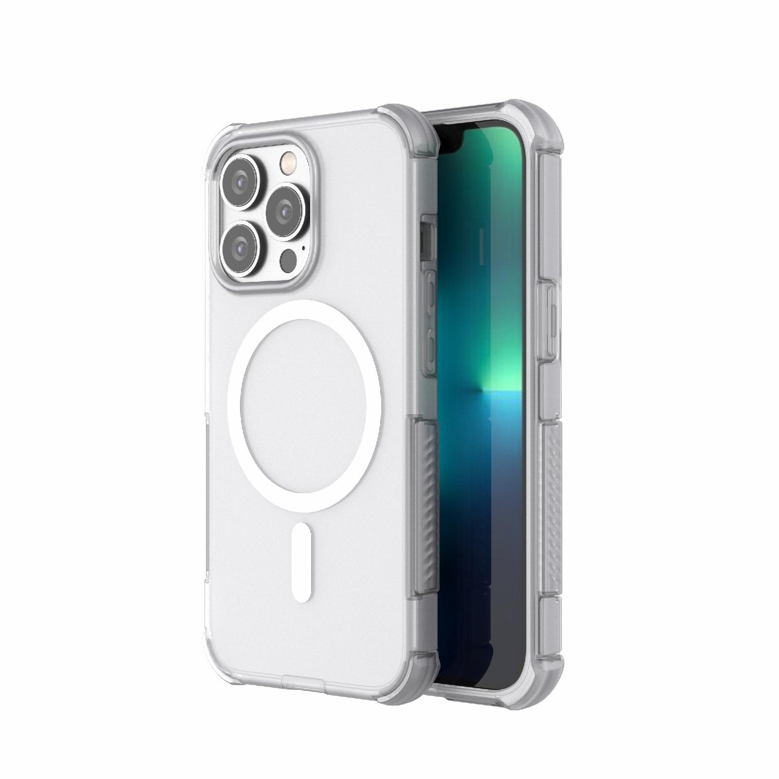 For iPhone 13 Pro Skin-friendly Magnetic PC + TPU Hybrid Shockproof Phone Case(White) - Shopkiz.com