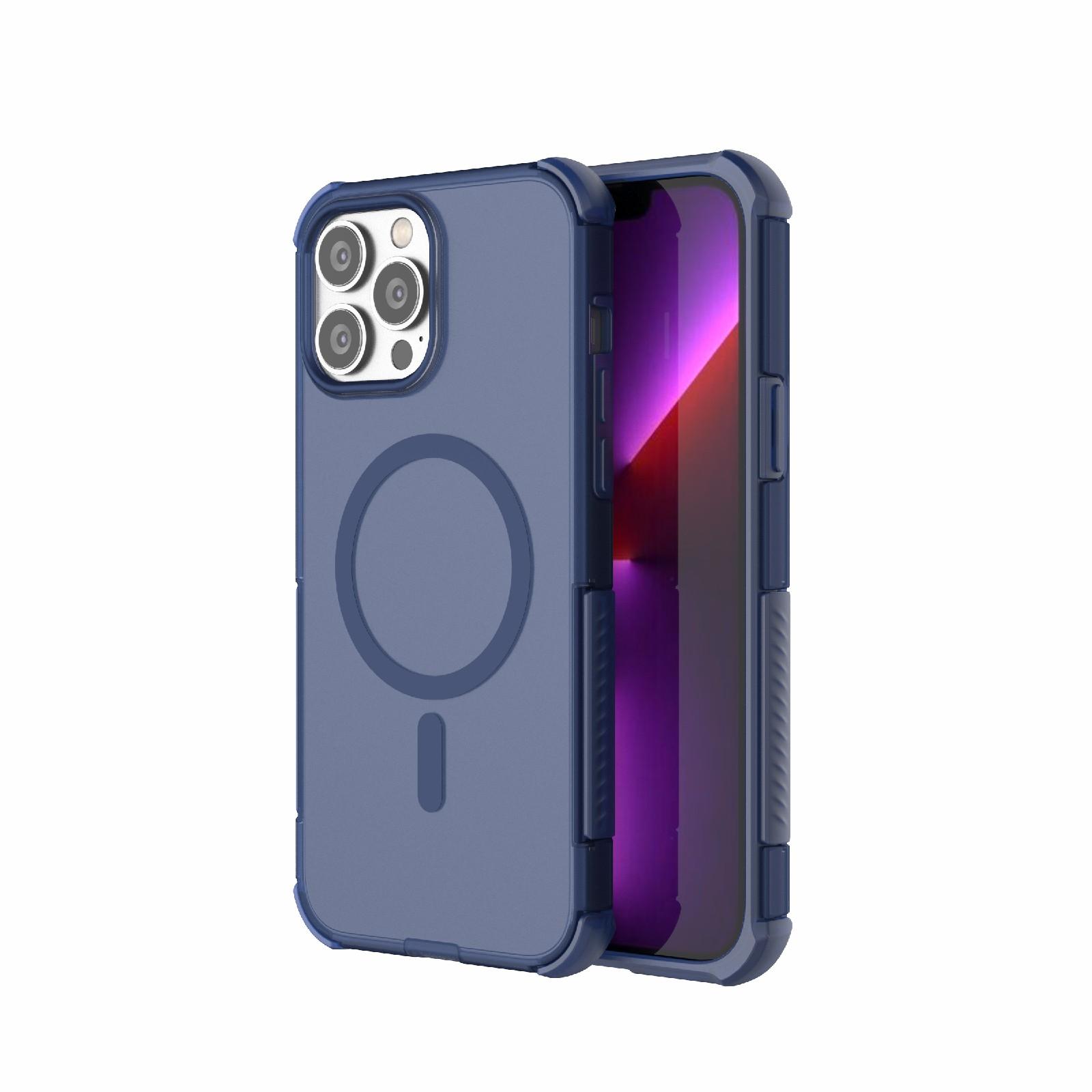 For iPhone 13 Pro Max Skin-friendly Magnetic PC + TPU Hybrid Shockproof Phone Case(Blue) - Shopkiz.com