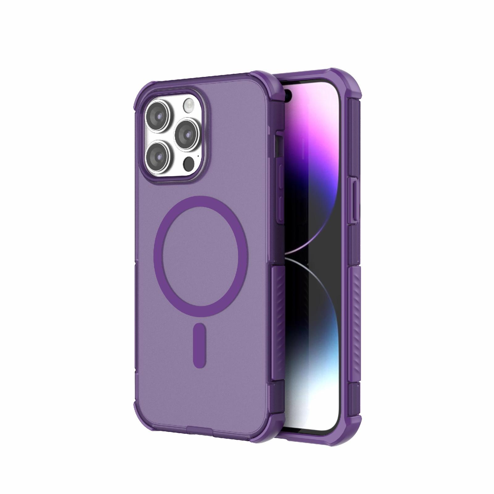 For iPhone 14 Pro Max Skin-friendly Magnetic PC + TPU Hybrid Shockproof Phone Case(Purple) - Shopkiz.com