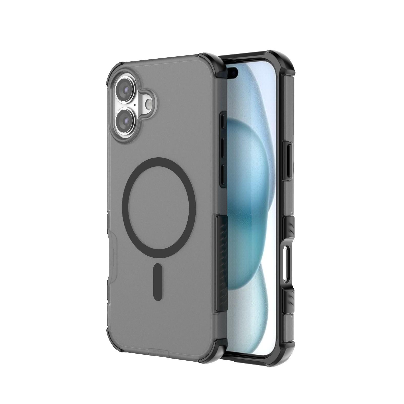 For iPhone 16 Plus Skin-friendly Magnetic PC + TPU Hybrid Shockproof Phone Case(Black) - Shopkiz.com