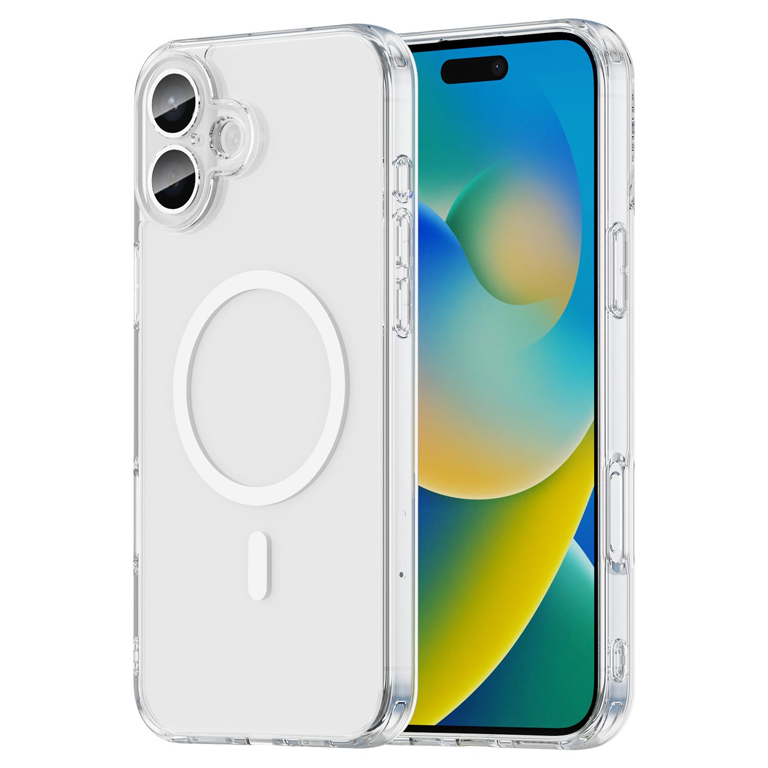 For iPhone 16 Plus PC Hybrid TPU Airbag Shockproof MagSafe Phone Case(Transparent) - Shopkiz.com