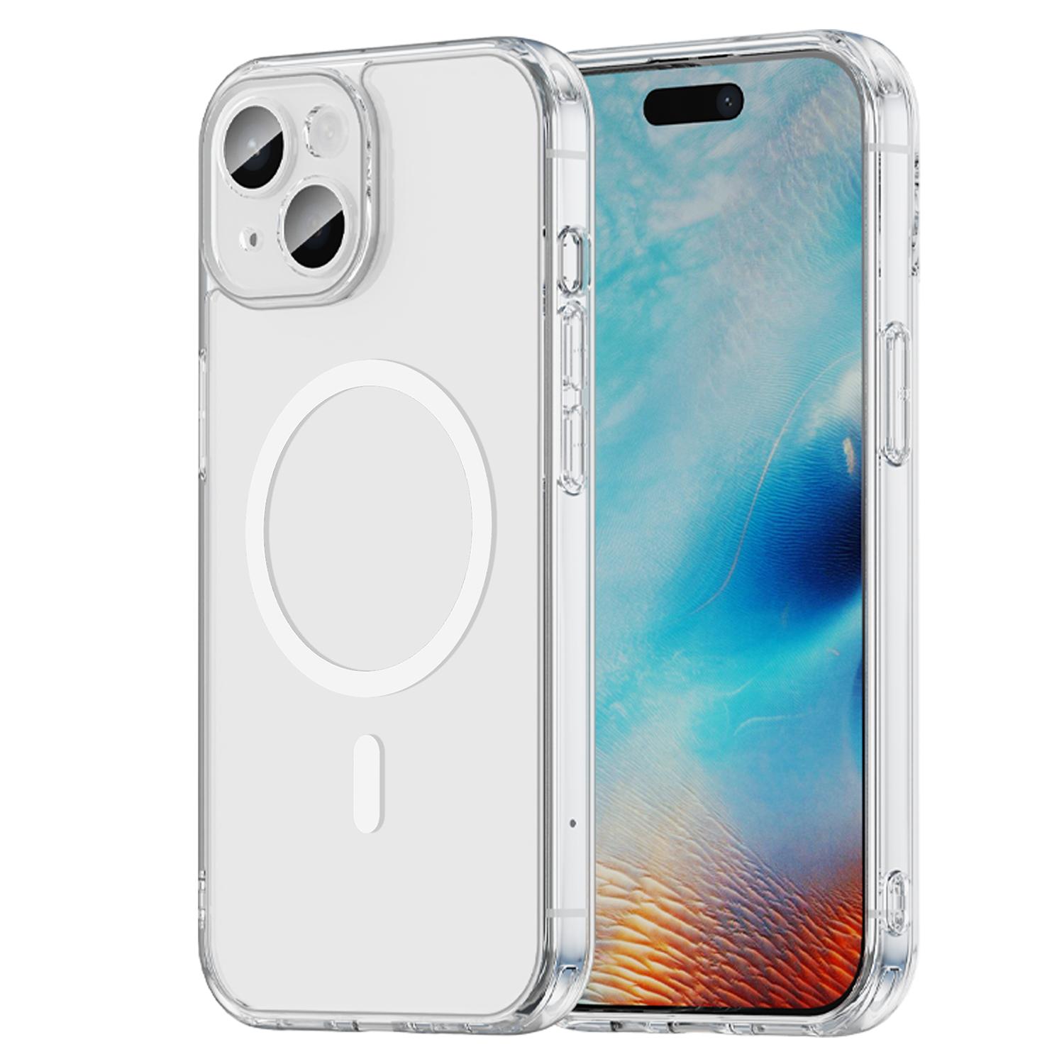 For iPhone 15 PC Hybrid TPU Airbag Shockproof MagSafe Phone Case(Transparent) - Shopkiz.com