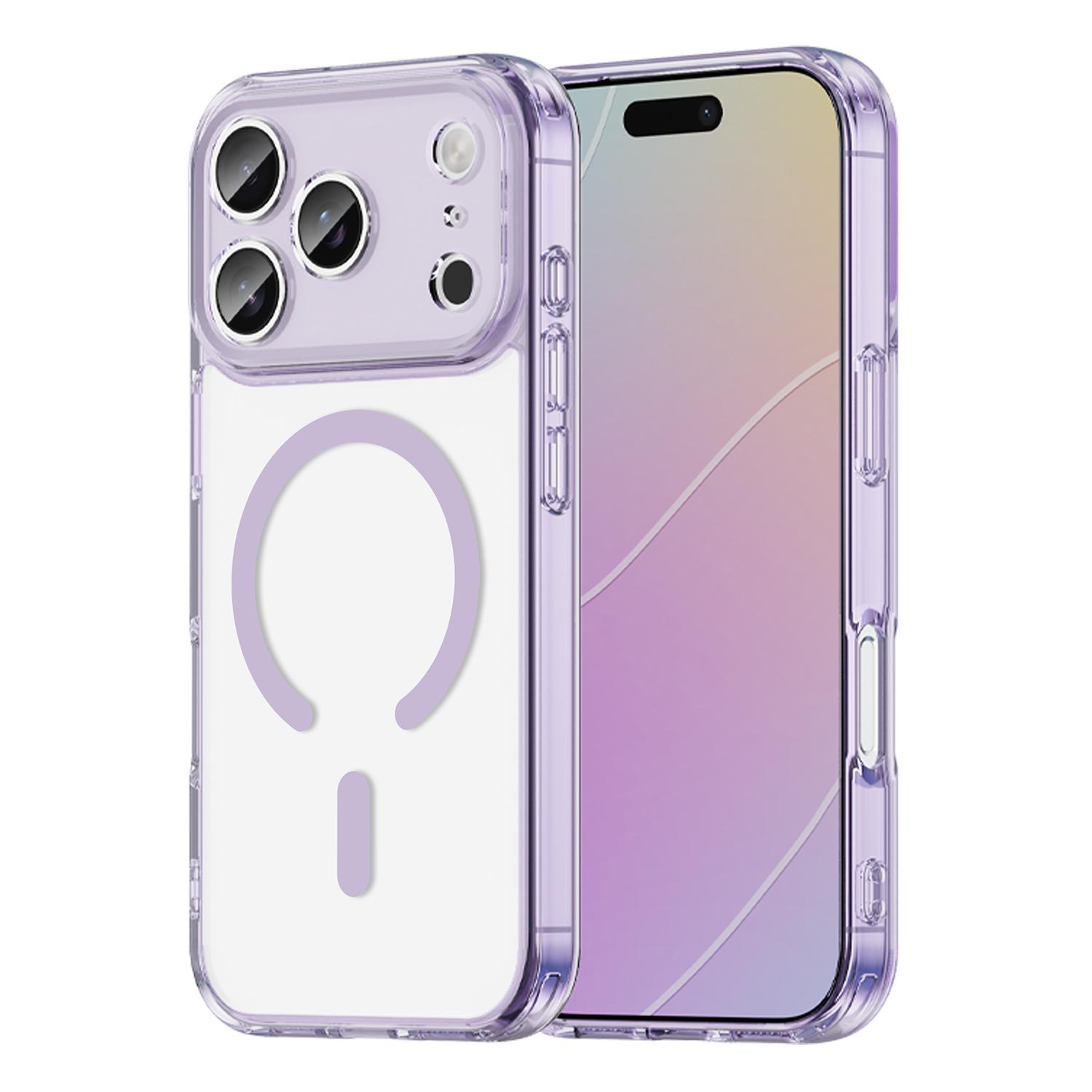 For iPhone 18 Pro PC Hybrid TPU Airbag Shockproof MagSafe Phone Case(Transparent Purple) - Shopkiz.com