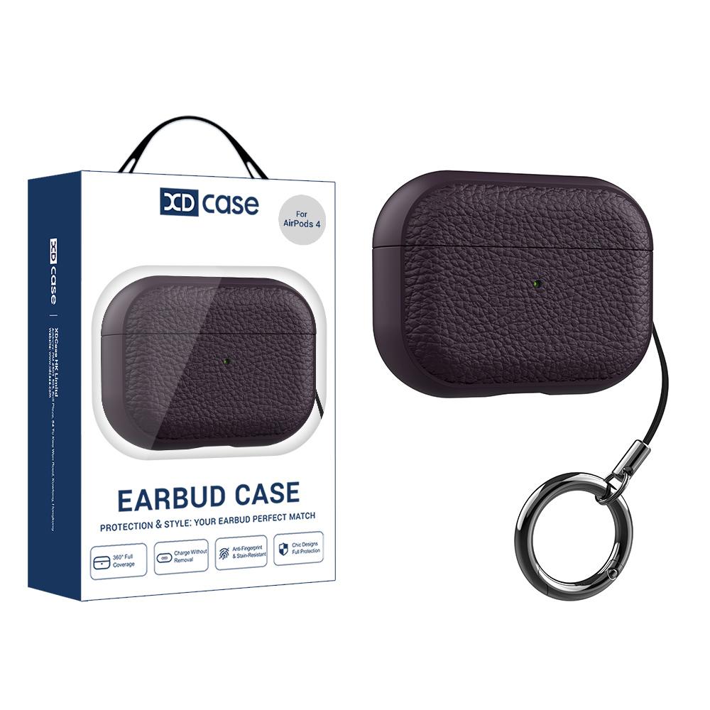 For AirPods 4 XDcase Lychee Texture TPU Earbuds Case with Buckle(Purple) - Shopkiz.com