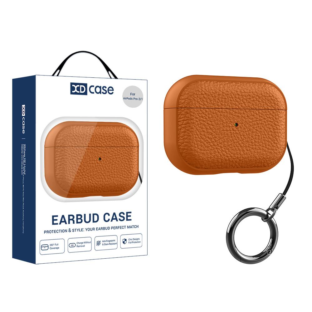 For AirPods Pro 2 / 1 XDcase Lychee Texture TPU Earbuds Case with Buckle(Orange) - Shopkiz.com