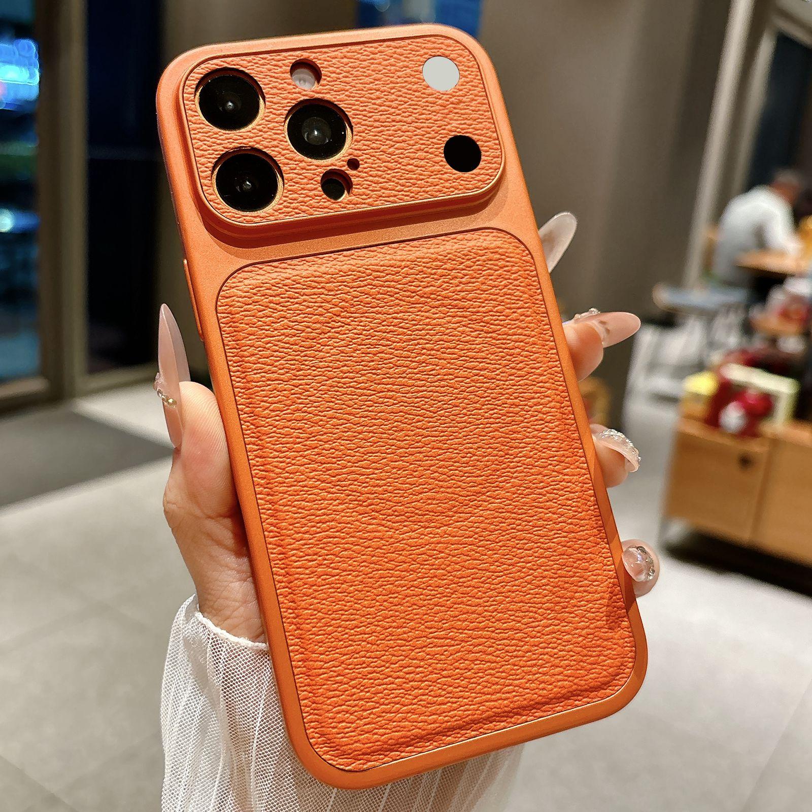 For iPhone 15 Pro Transforms Into 17 Large Window Litchi Texture Magnetic Phone Case(Orange) - Shopkiz.com