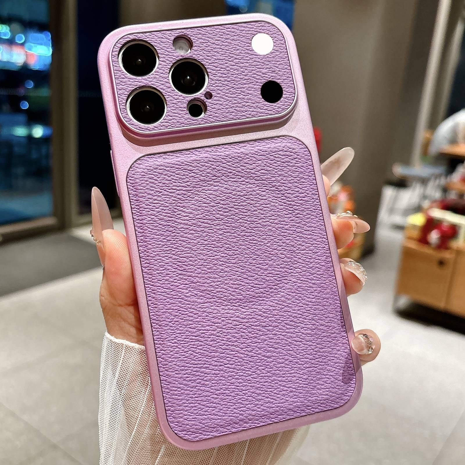 For iPhone 14 Pro Max Transforms Into 17 Large Window Litchi Texture Magnetic Phone Case(Purple) - Shopkiz.com