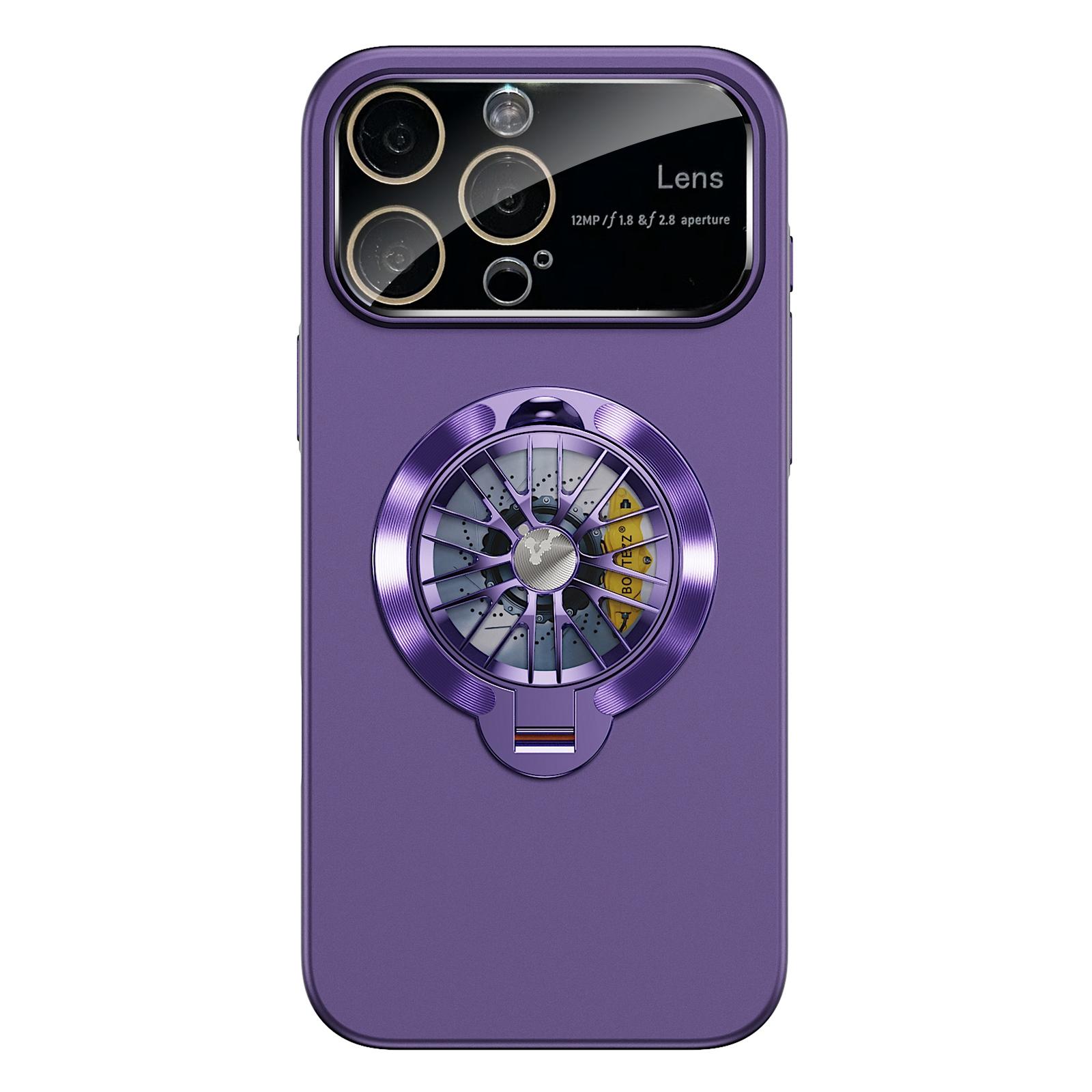 For iPhone 12 Pro Max Glaze PC Camera Window Gyro Kickstand Magnetic Phone Case(Purple) - Shopkiz.com