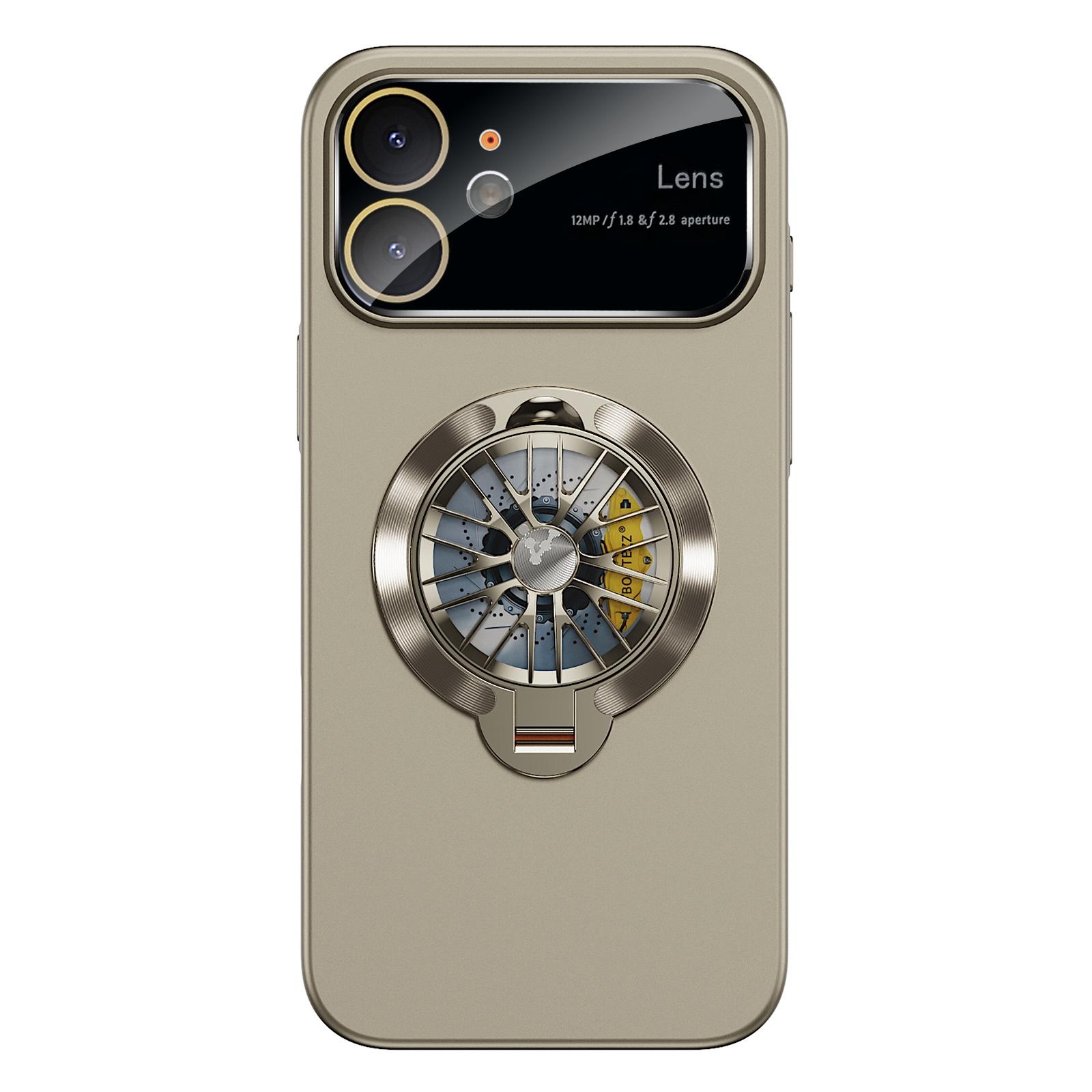 For iPhone 12 Glaze PC Camera Window Gyro Kickstand Magnetic Phone Case(Grey) - Shopkiz.com
