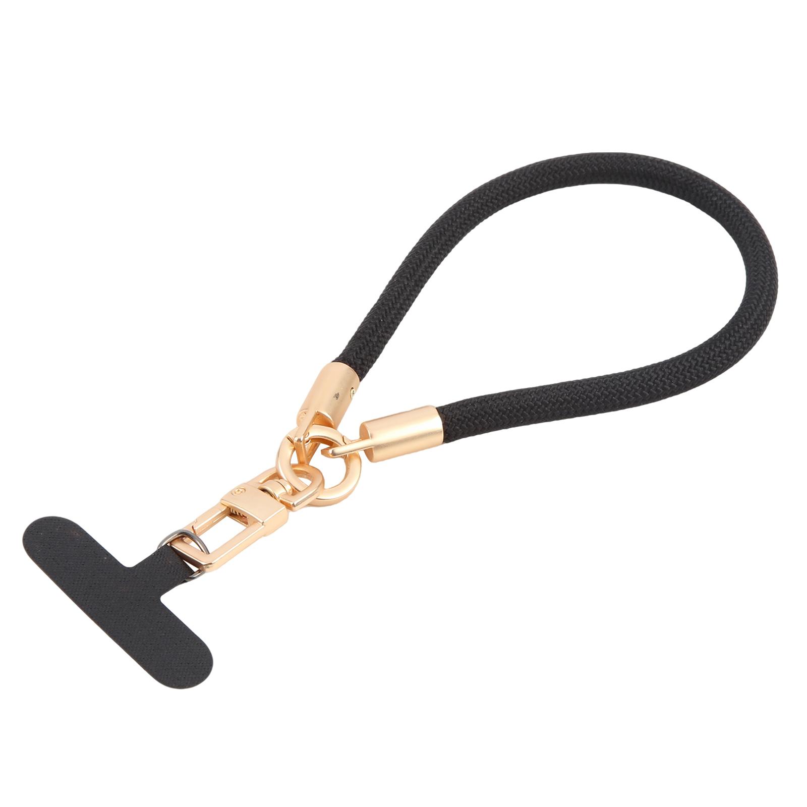 Gold-Tone Buckle Short Phone Lanyard Wrist Strap(Black) - Shopkiz.com