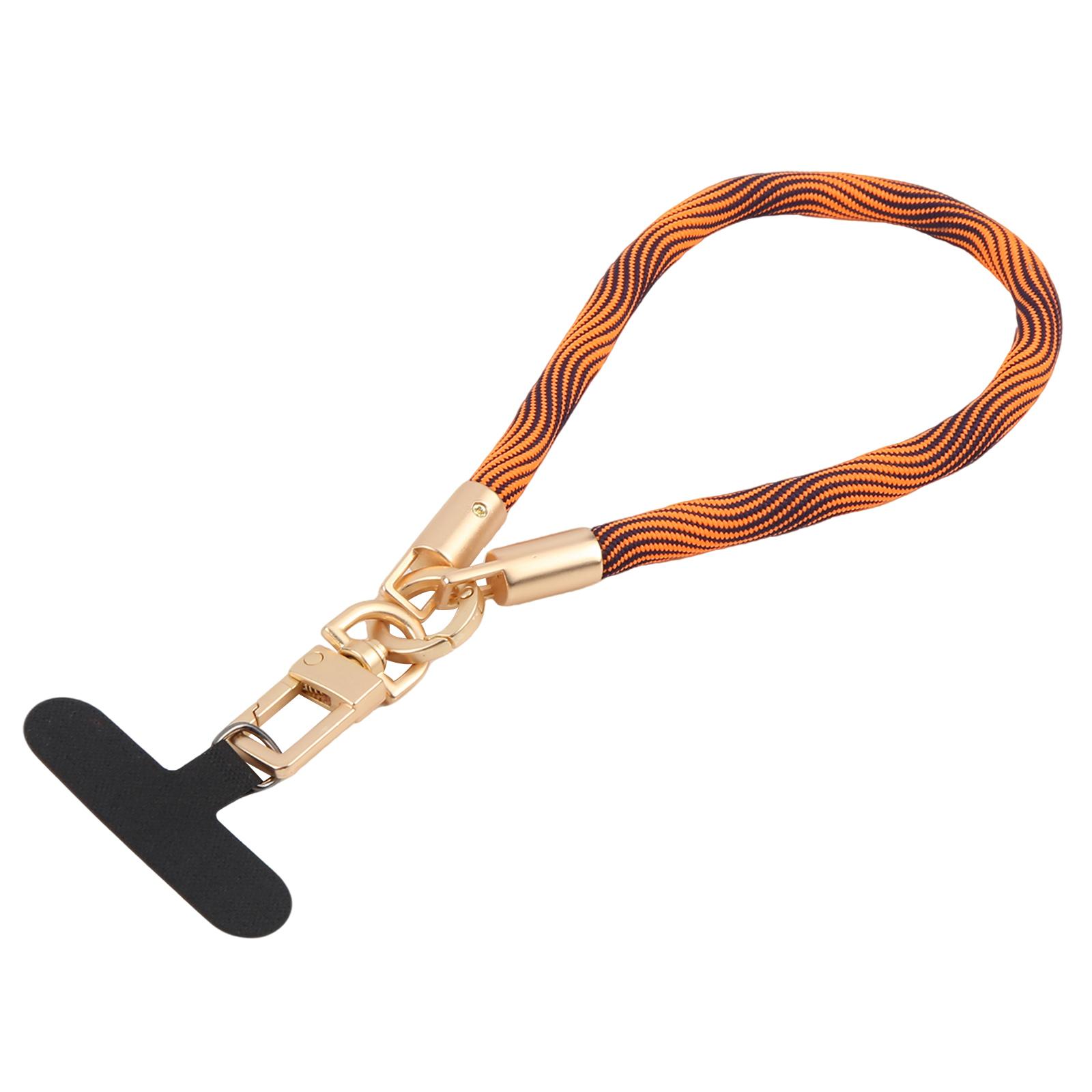 Gold-Tone Buckle Short Phone Lanyard Wrist Strap(Orange Black Wave Stripe) - Shopkiz.com