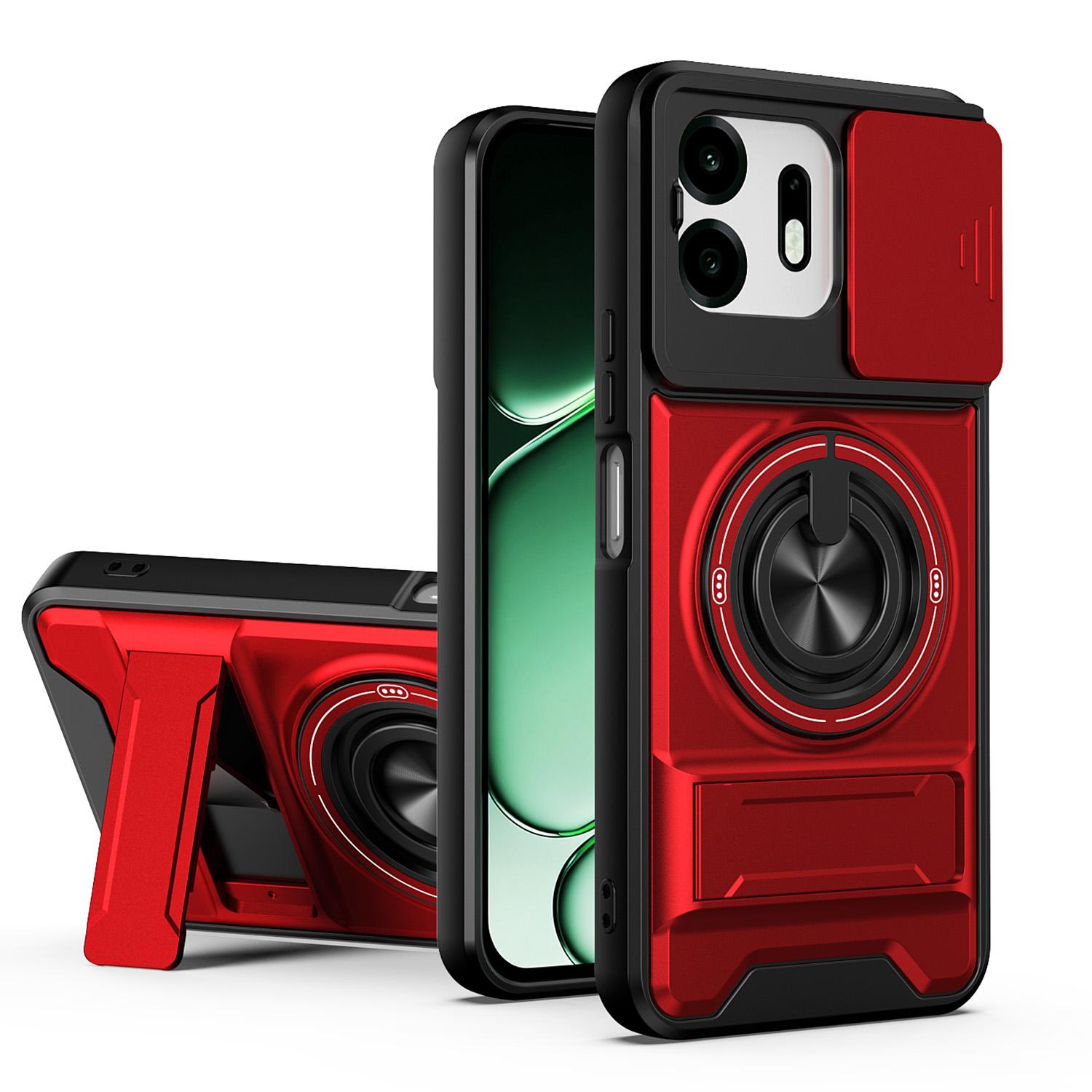 For OnePlus N6 4G Lens Sliding Window Multifunctional Magnetic Shockproof Phone Case(Red) - Shopkiz.com