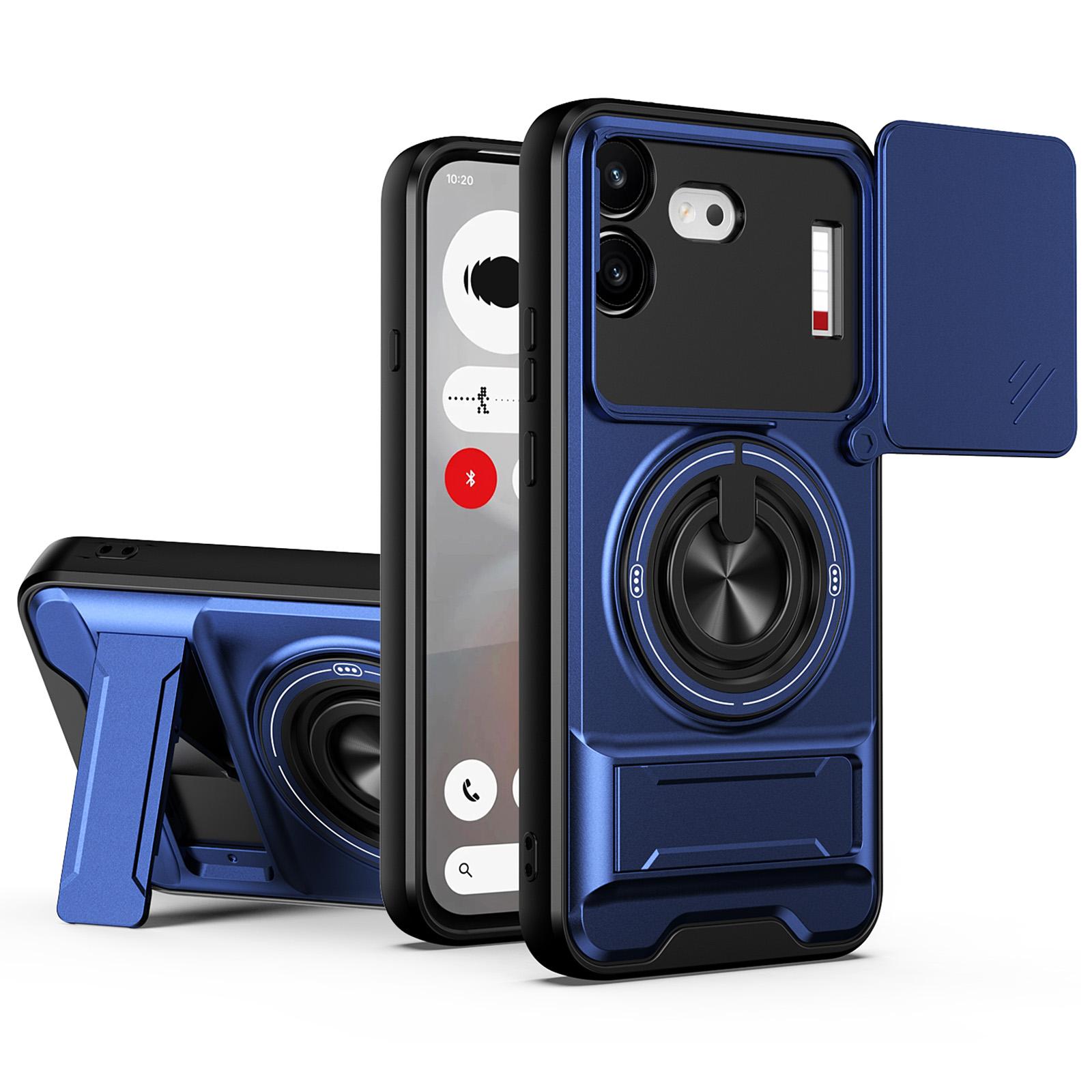 For Nothing Phone 4b Lens Sliding Window Multifunctional Magnetic Shockproof Phone Case(Royal Blue) - Shopkiz.com