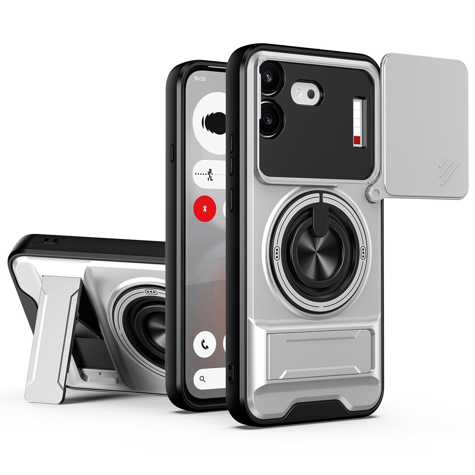 For Nothing Phone 4b Lens Sliding Window Multifunctional Magnetic Shockproof Phone Case(Titanium Gray) - Shopkiz.com