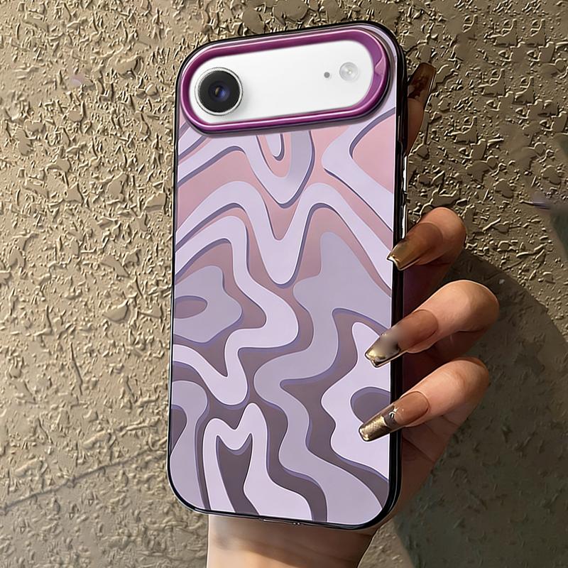 For iPhone Air Wavy Stripes Pattern Frosted IMD 2-in-1 PC Phone Case(Purple) - Shopkiz.com