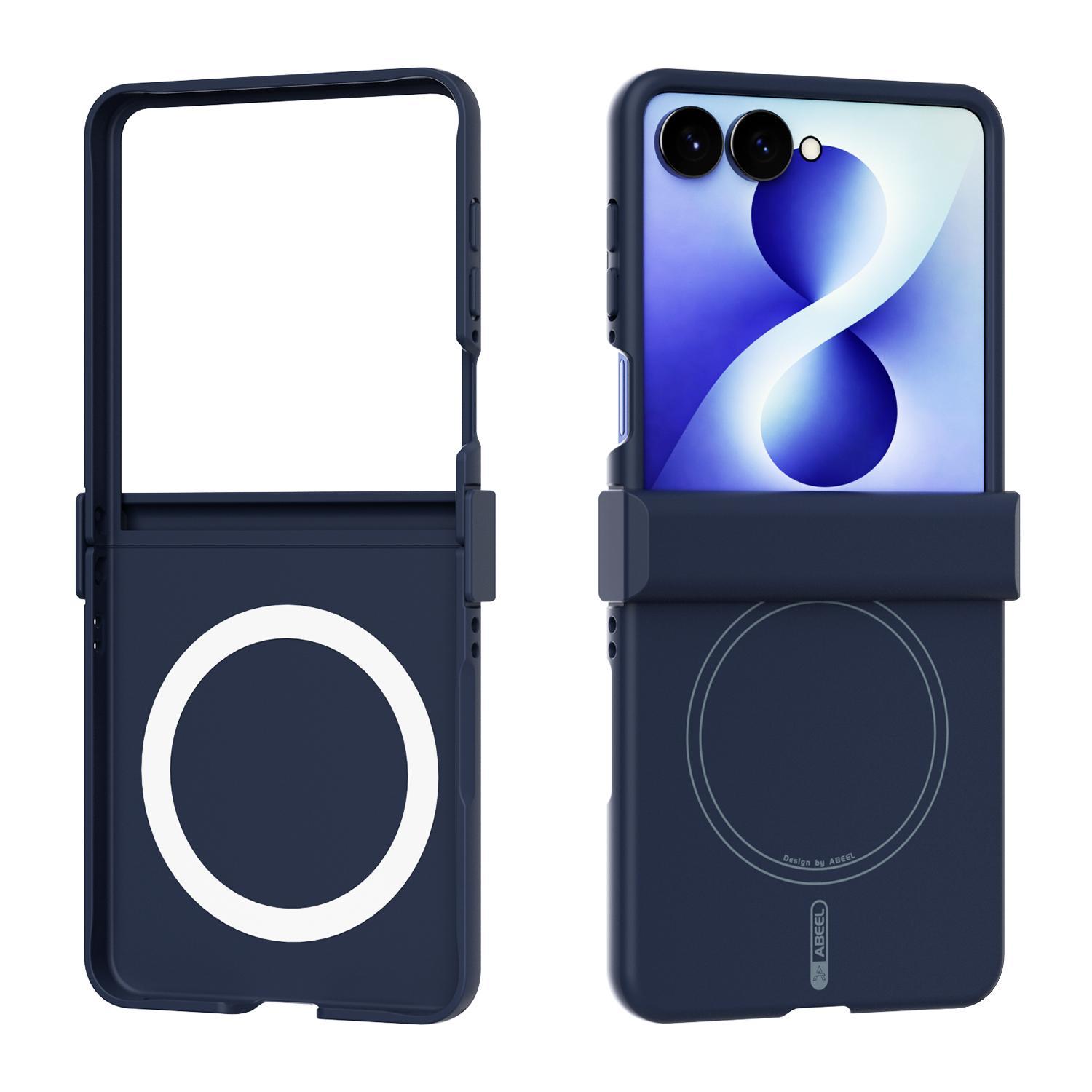 For Galaxy Z Flip8 5G ABEEL 3 in 1 Skin-friendly Feel Liquid Silicone Magnetic Phone Case(Blue) - Shopkiz.com