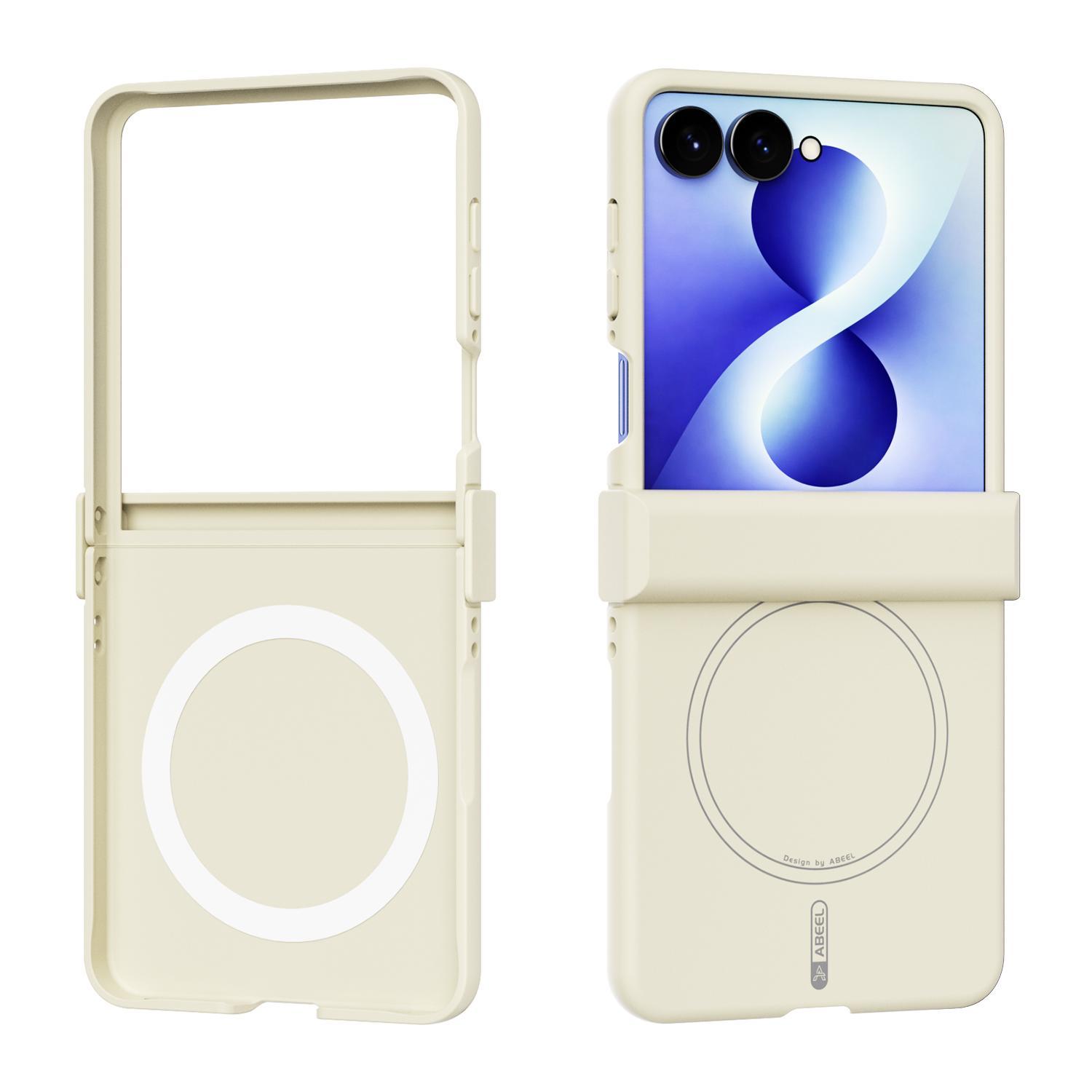 For Galaxy Z Flip8 5G ABEEL 3 in 1 Skin-friendly Feel Liquid Silicone Magnetic Phone Case(Yellow) - Shopkiz.com