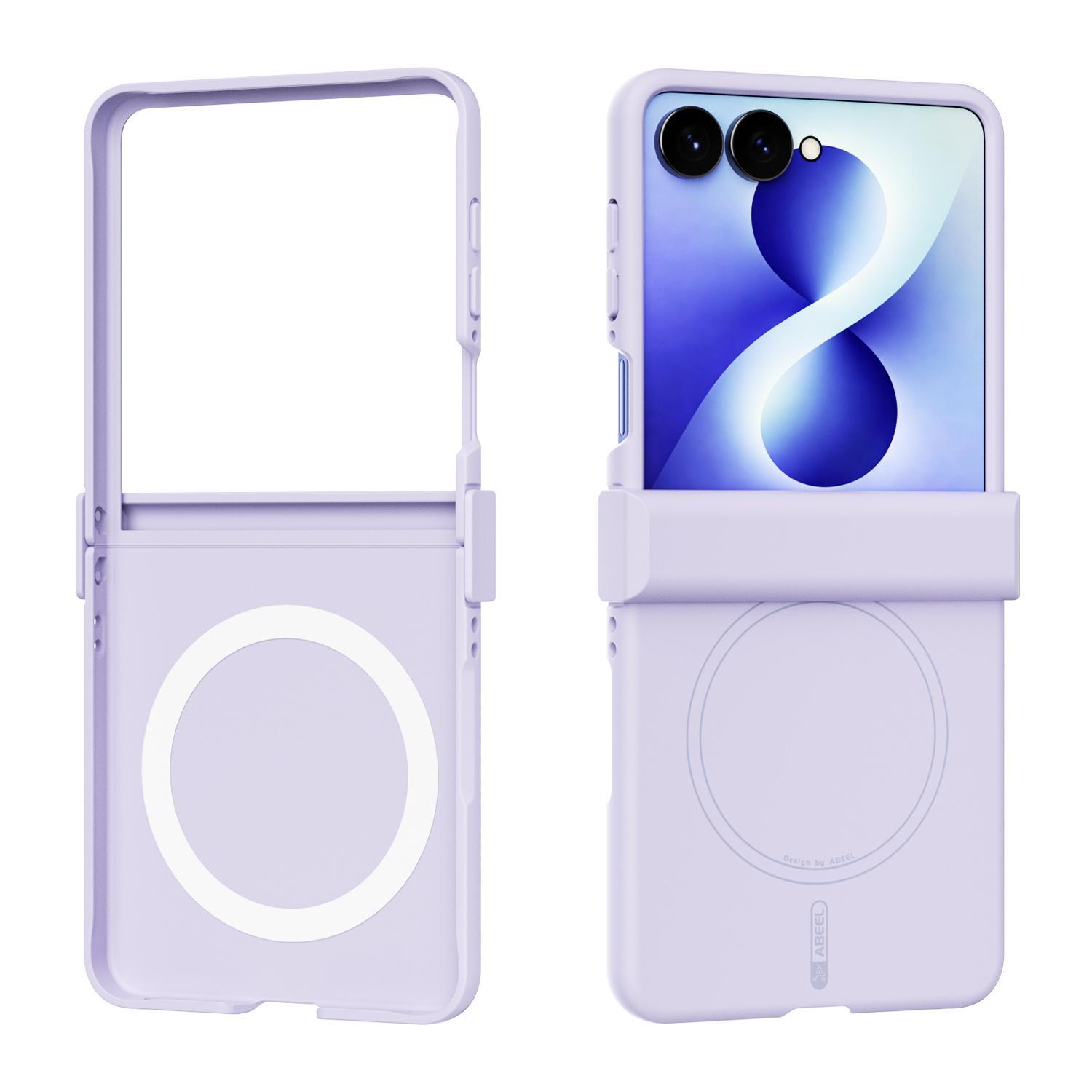 For Galaxy Z Flip8 5G ABEEL 3 in 1 Skin-friendly Feel Liquid Silicone Magnetic Phone Case(Lilac Purple) - Shopkiz.com