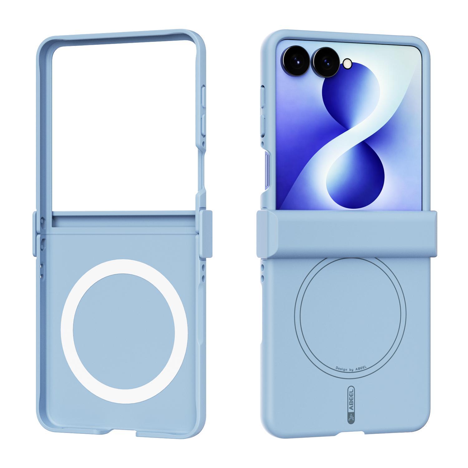 For Galaxy Z Flip8 5G ABEEL 3 in 1 Skin-friendly Feel Liquid Silicone Magnetic Phone Case(Sky Blue) - Shopkiz.com