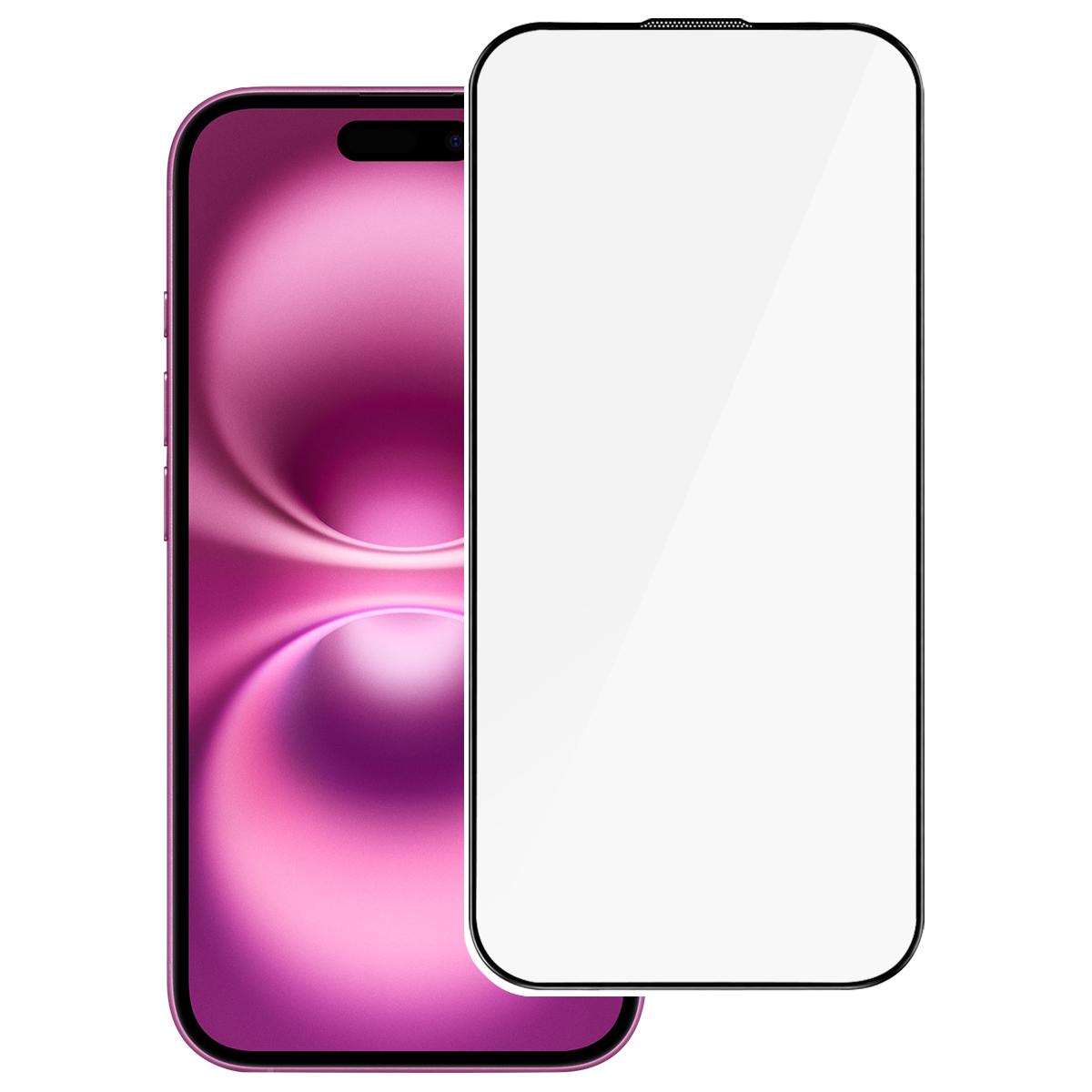 For iPhone 16 / 15 High Aluminum 380 Glue Silk Screen Printed Tempered Glass Film - Shopkiz.com