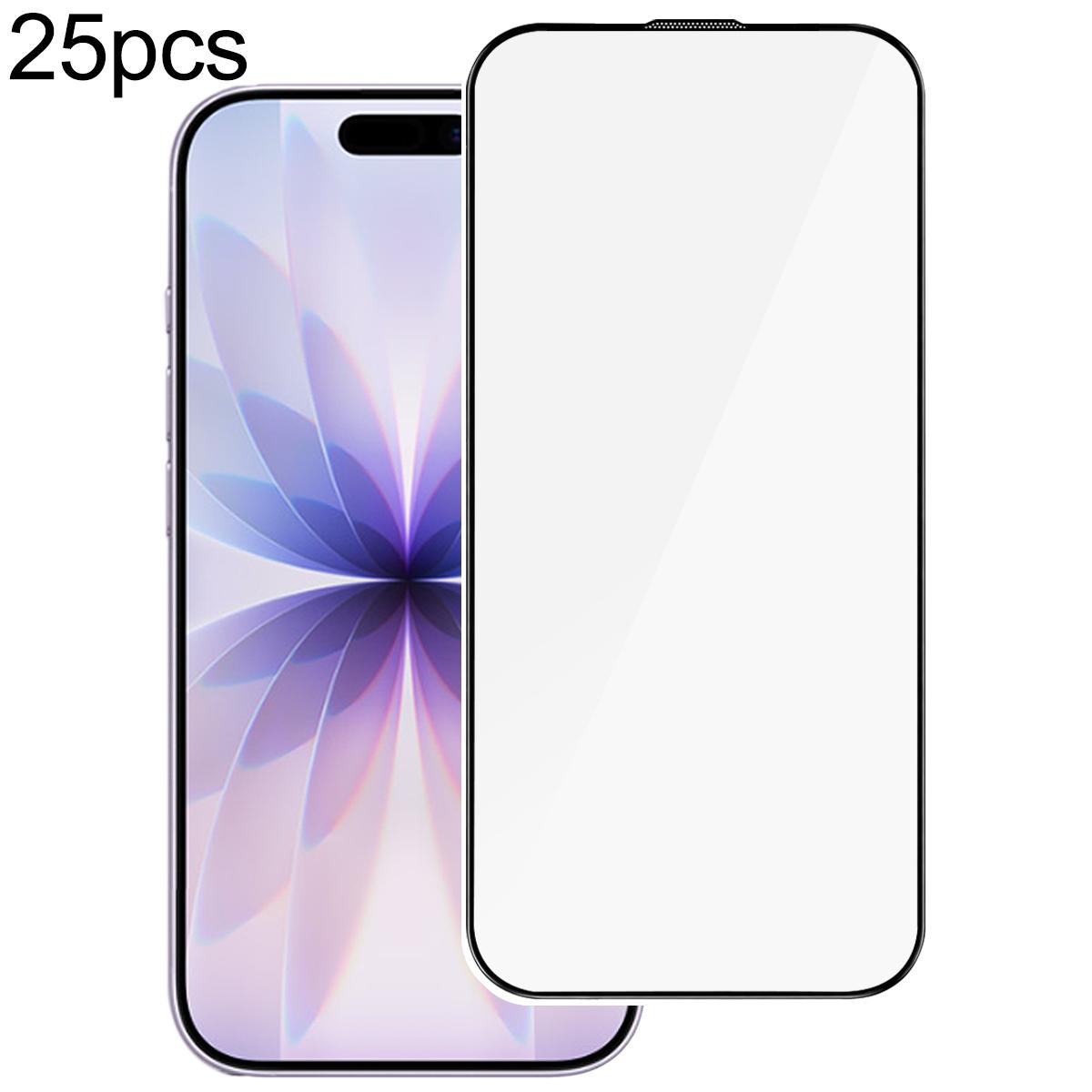 For iPhone 17 / 16 Pro 25pcs High Aluminum 380 Glue Silk Screen Printed Tempered Glass Film - Shopkiz.com