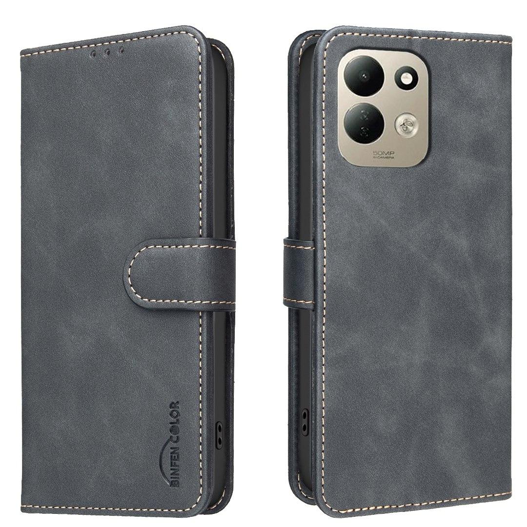 For Redmi 17 5G / 4G Global 170mm Solid Color Calfskin Texture RFID Vegan Leather Phone Case(Black) - Shopkiz.com