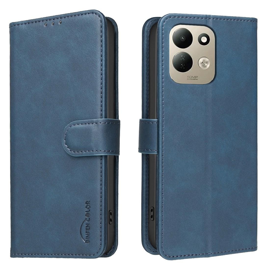 For Redmi 17 5G / 4G Global 170mm Solid Color Calfskin Texture RFID Vegan Leather Phone Case(Blue) - Shopkiz.com