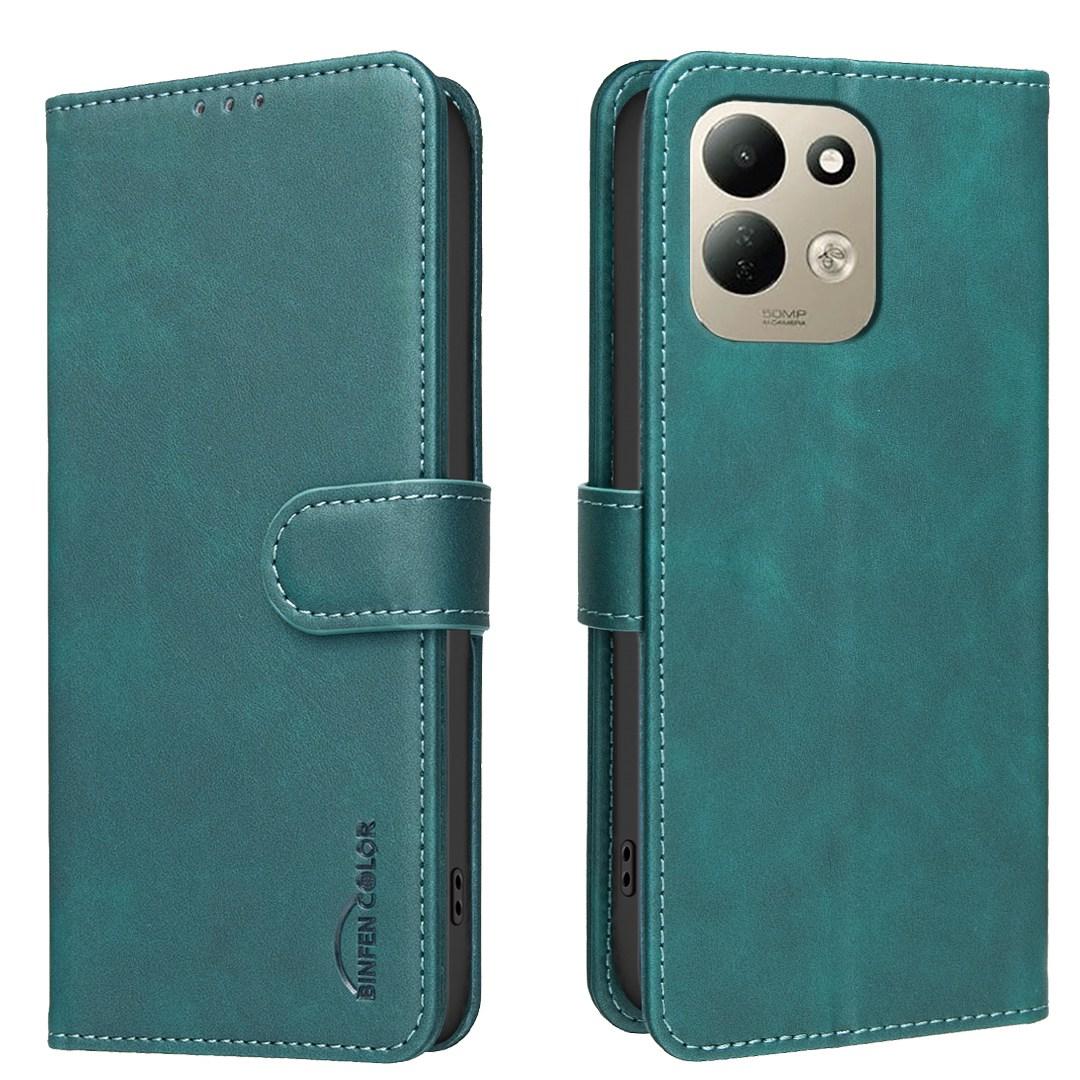 For Redmi 17 5G / 4G Global 170mm Solid Color Calfskin Texture RFID Vegan Leather Phone Case(Green) - Shopkiz.com