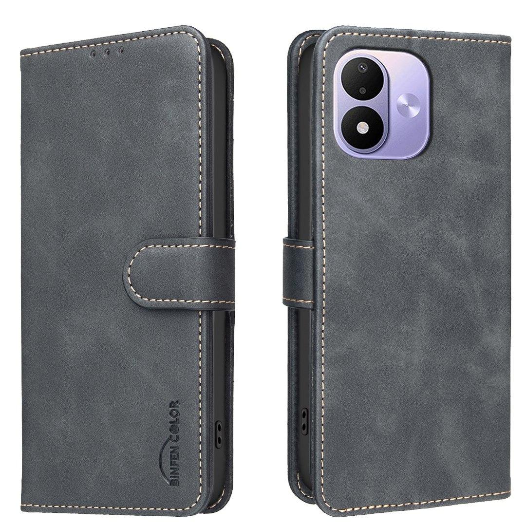 For Redmi Note 17 4G Global 171mm Solid Color Calfskin Texture RFID Vegan Leather Phone Case(Black) - Shopkiz.com
