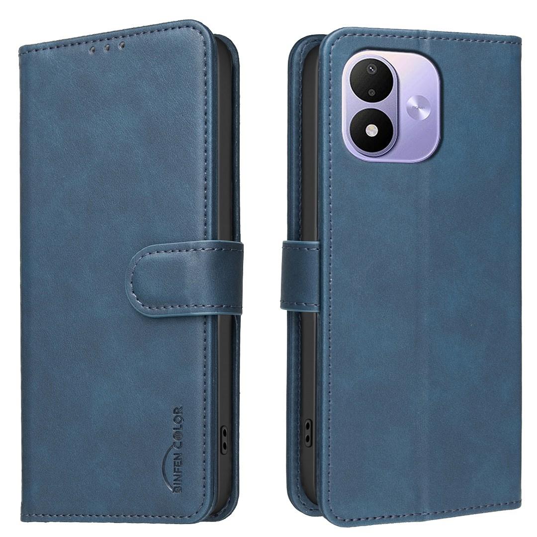 For Redmi Note 17 4G Global 171mm Solid Color Calfskin Texture RFID Vegan Leather Phone Case(Blue) - Shopkiz.com