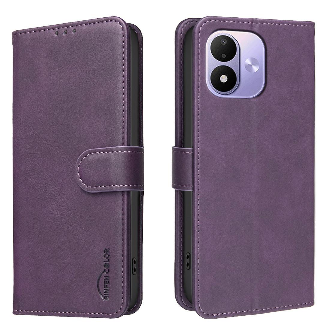 For Redmi Note 17 4G Global 171mm Solid Color Calfskin Texture RFID Vegan Leather Phone Case(Purple) - Shopkiz.com