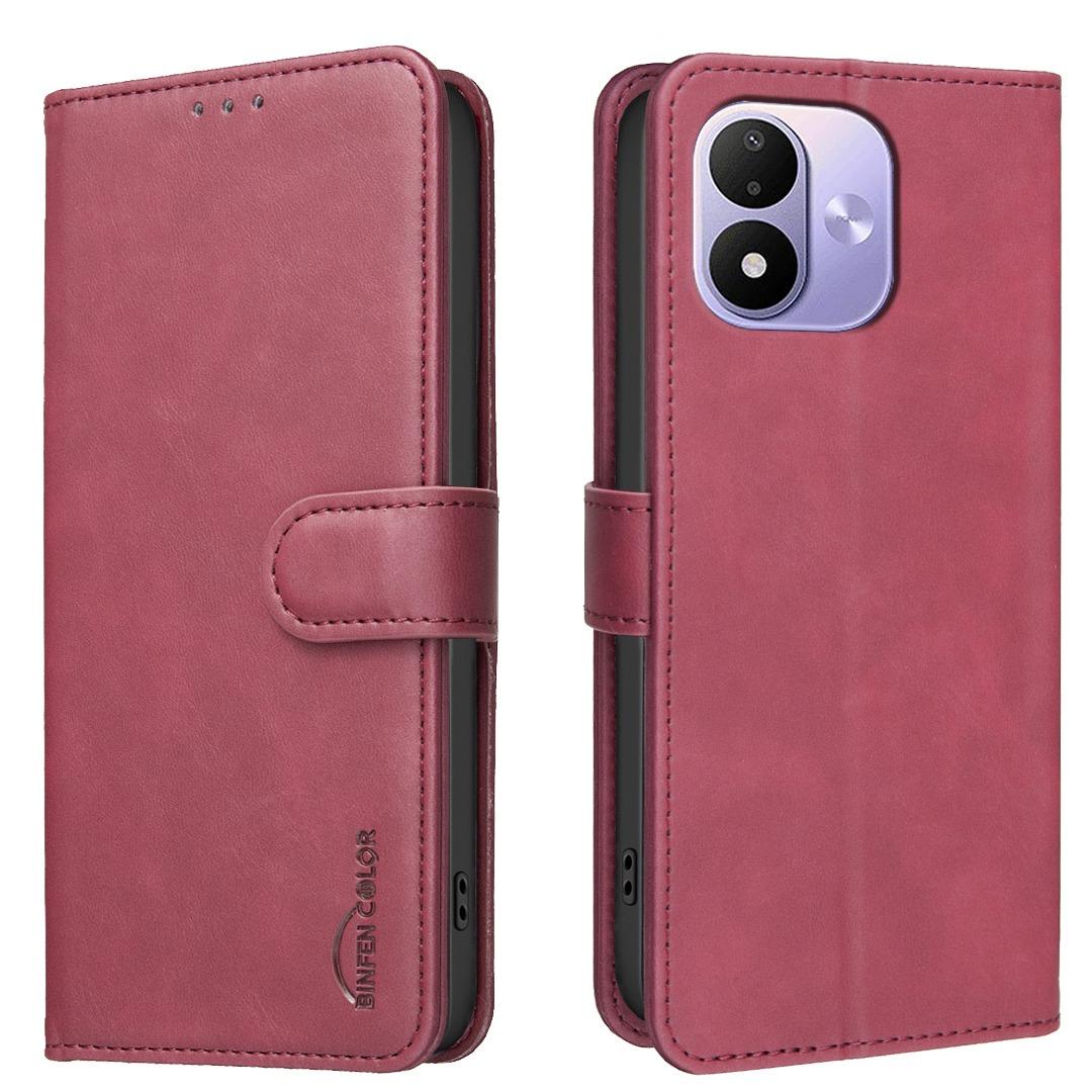 For Redmi Note 17 4G Global 171mm Solid Color Calfskin Texture RFID Vegan Leather Phone Case(Red) - Shopkiz.com