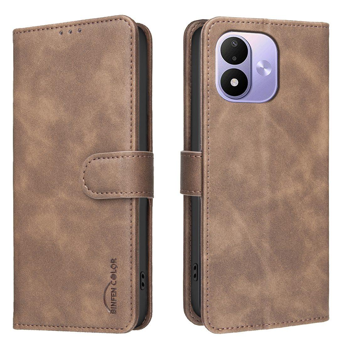 For Redmi Note 17 Pro 5G Global 163mm Solid Color Calfskin Texture RFID Vegan Leather Phone Case(Brown) - Shopkiz.com