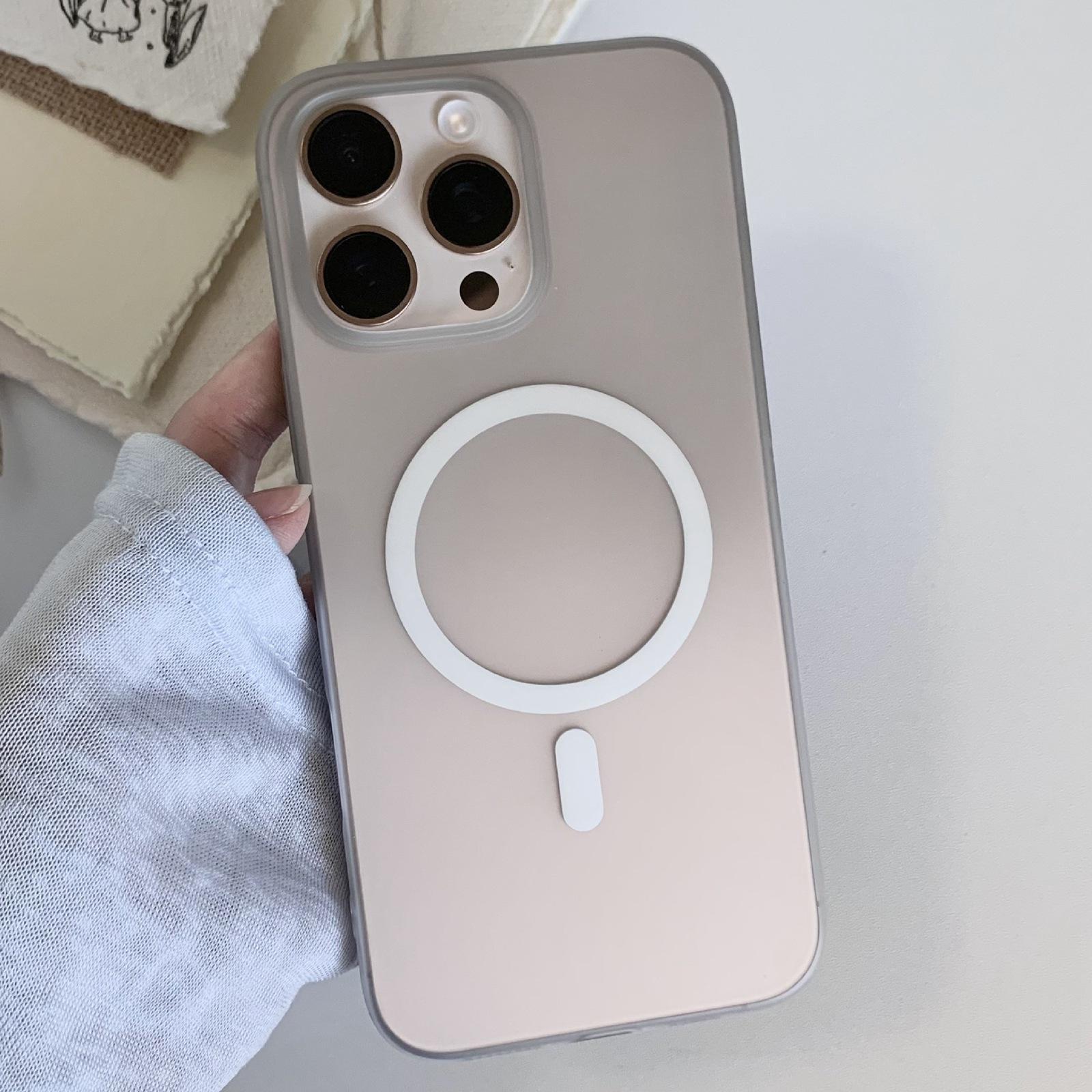 For iPhone 16 Pro Max Frosted Gradient TPU Magnetic Phone Case(Gray) - Shopkiz.com