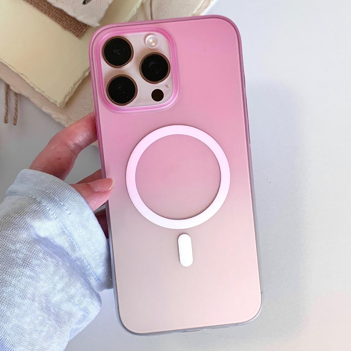 For iPhone 16 Pro Frosted Gradient TPU Magnetic Phone Case(Pink) - Shopkiz.com
