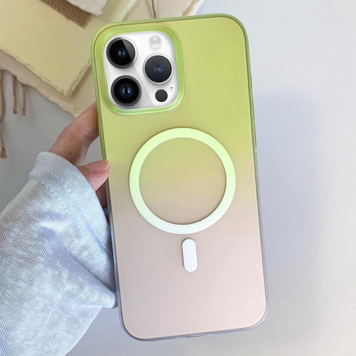 For iPhone 14 Pro Frosted Gradient TPU Magnetic Phone Case(Green) - Shopkiz.com